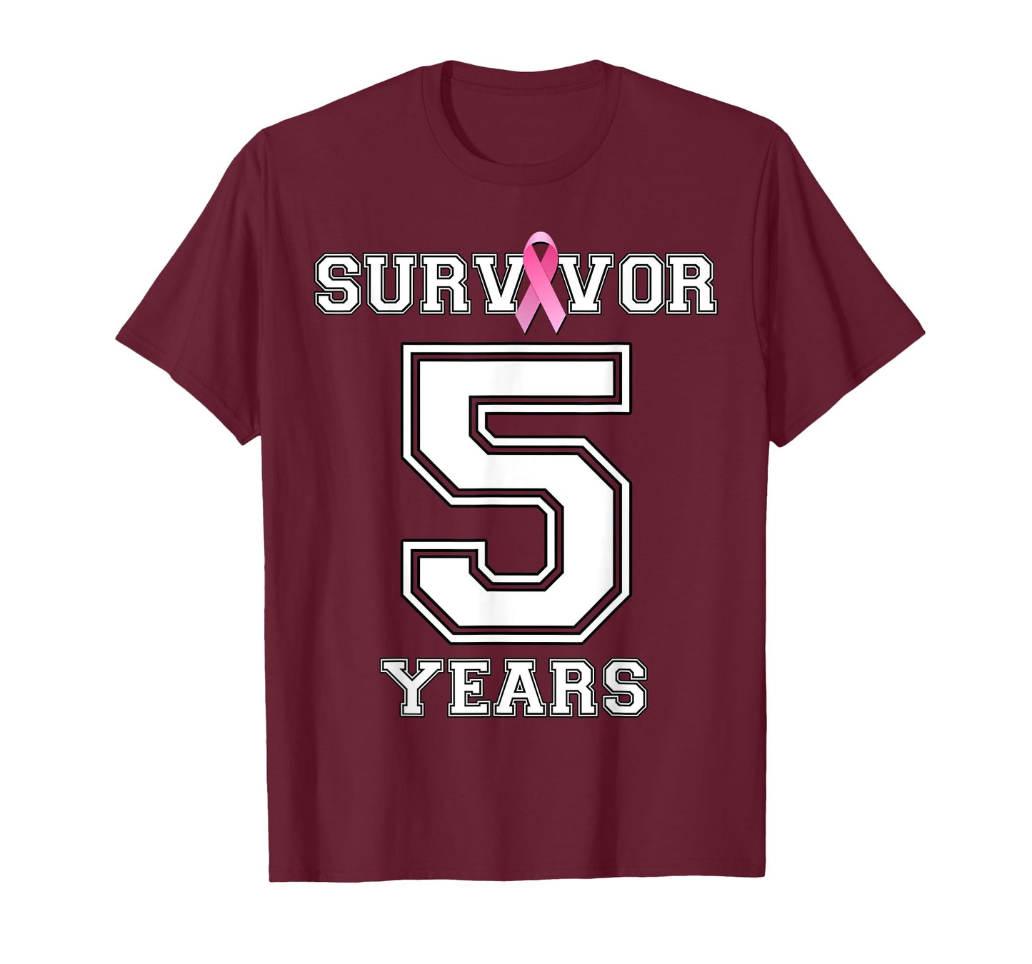 5 Years Breast Cancer Survivor Gifts For Women Pink Ribbon T-Shirt
