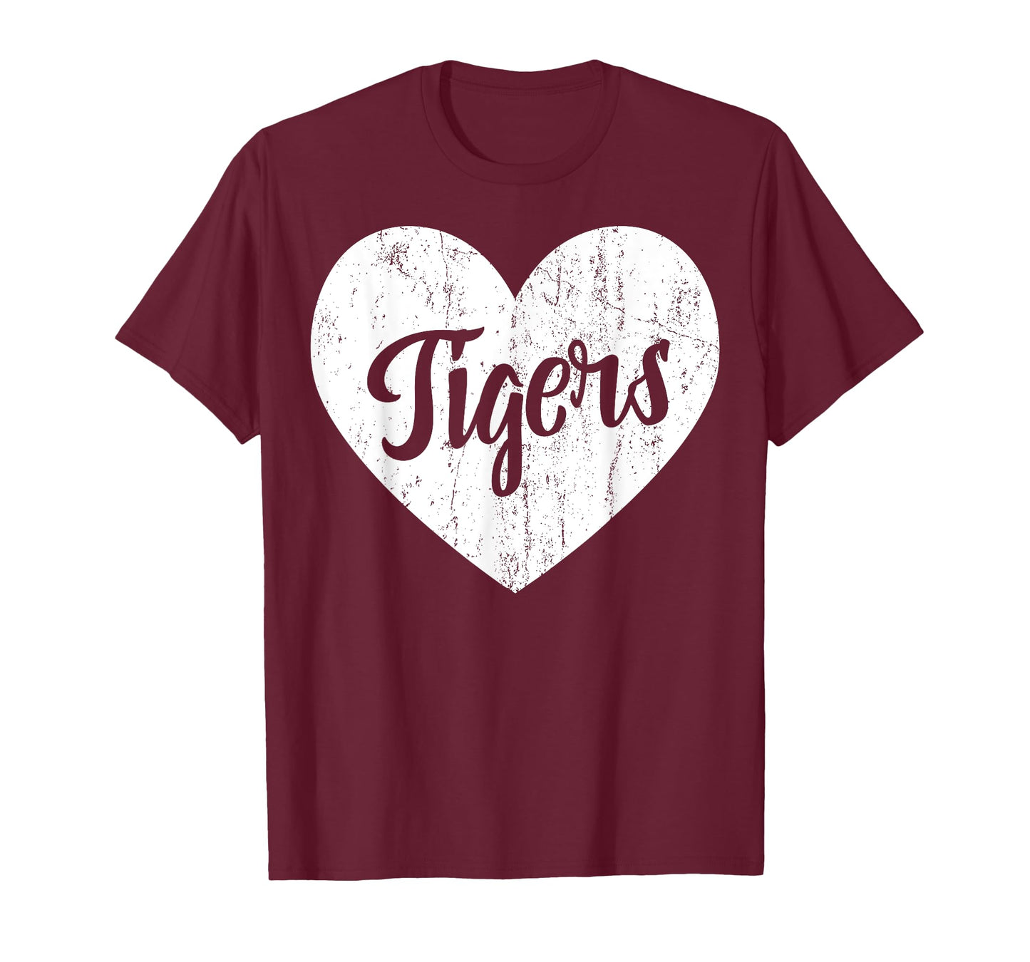 Tigers School Sports Fan Team Spirit Mascot Cute Heart Gift T-Shirt