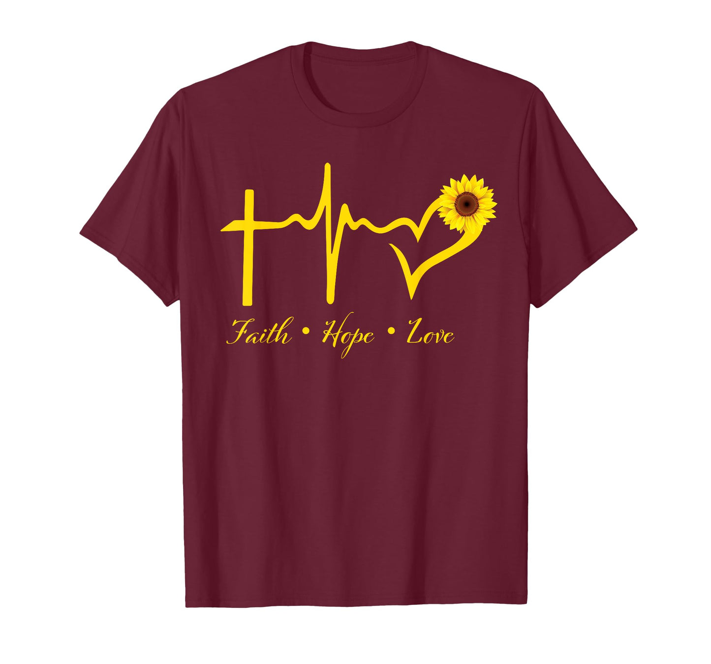 Faith Hope Love Christian Gifts Women Sunflower Religious T-Shirt