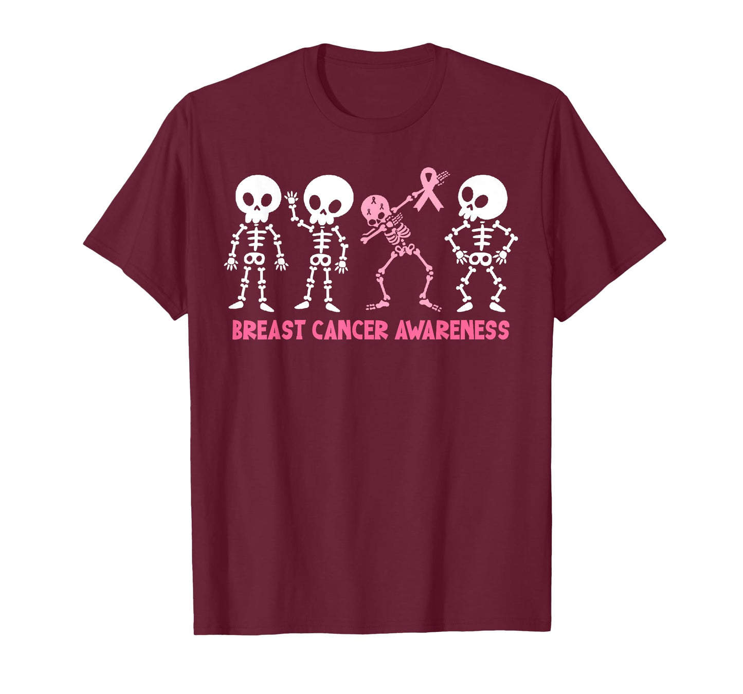 Pink Ribbon Breast Cancer Awareness Skeleton Women Men Kids T-Shirt
