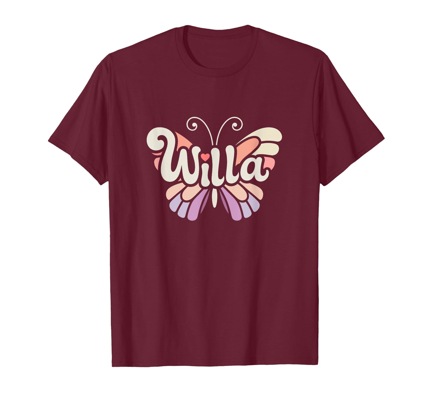 Willa Butterfly - Personalized Cute Name Word Art T-Shirt