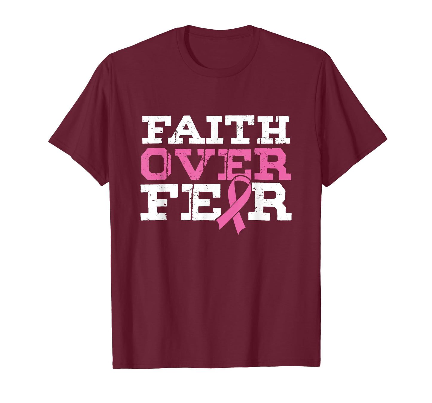 Religious Christian God Faith Over Anxiety Breast Cancer Month T-Shirt