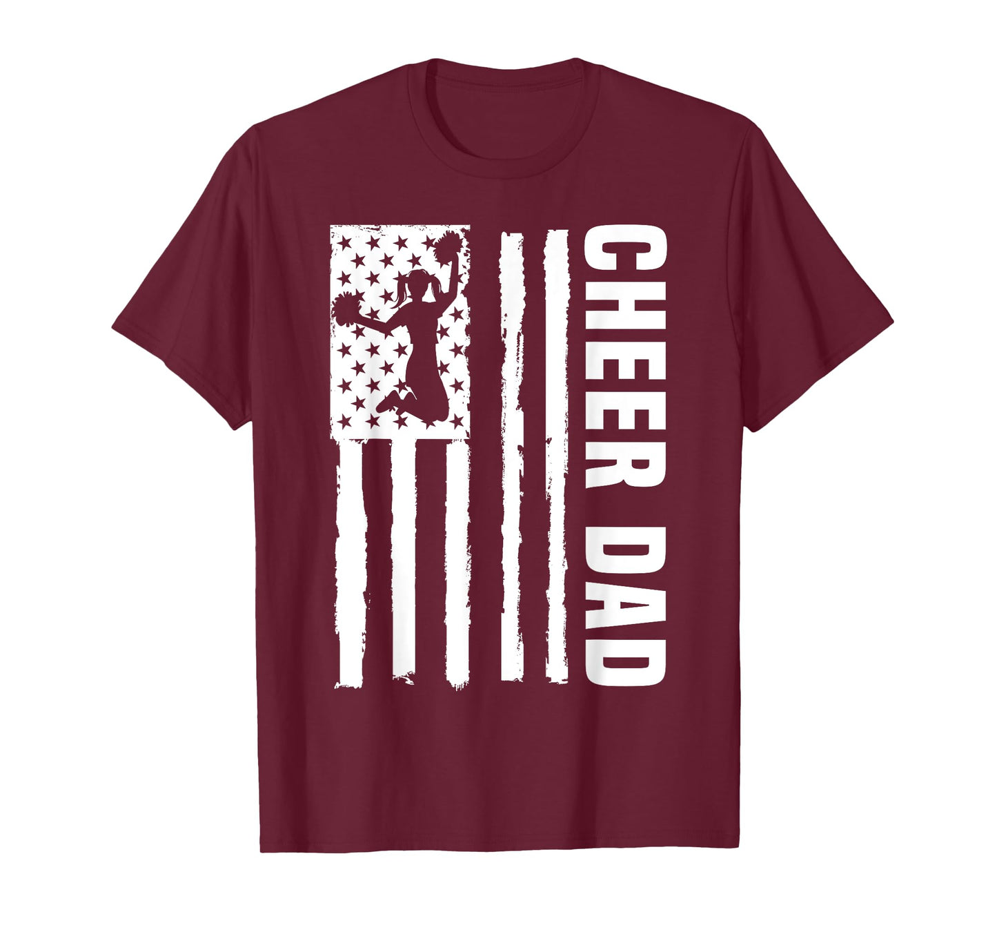 Cheer Dad Cheerleading American Flag Fathers Day Cheerleader T-Shirt