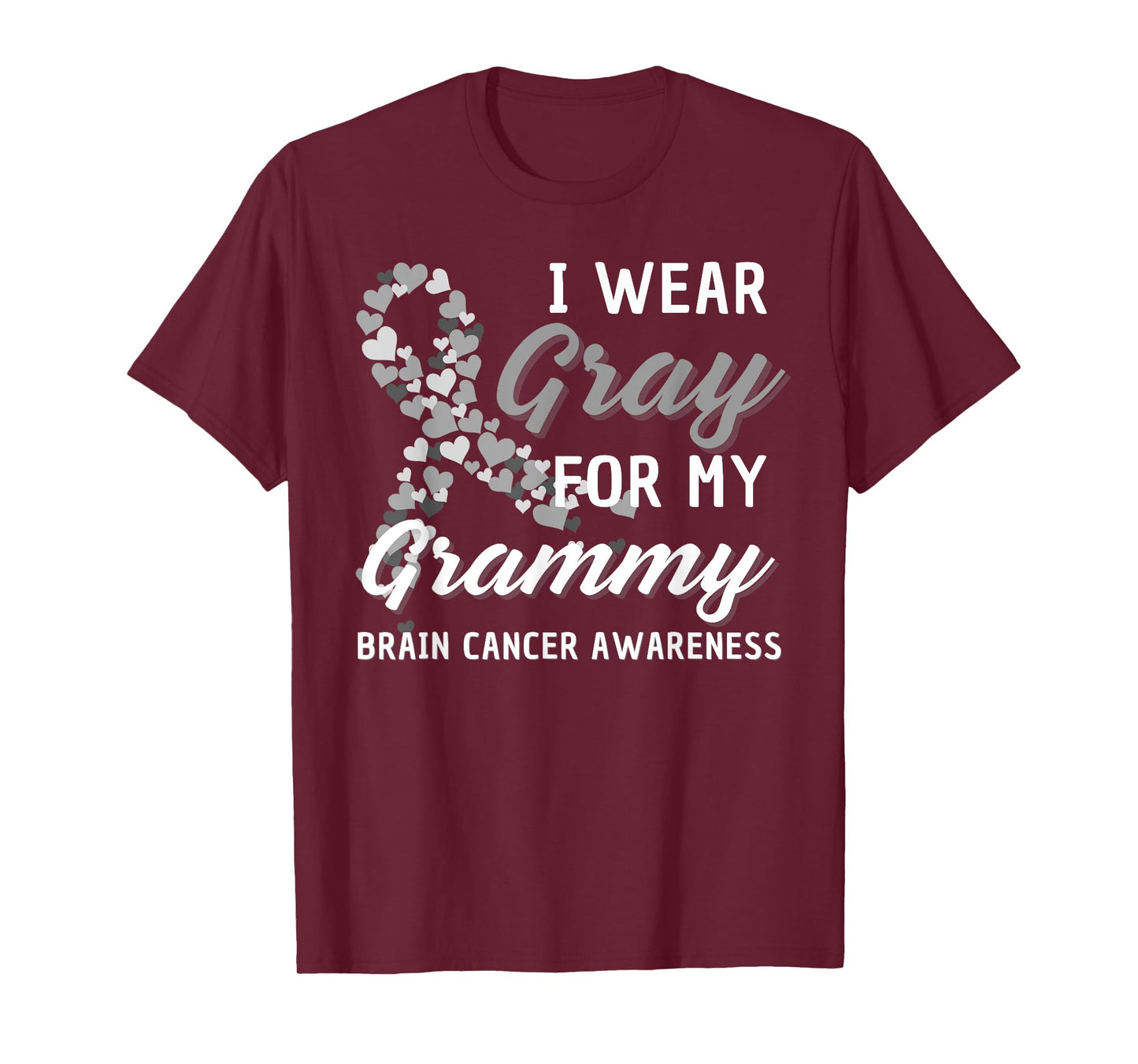 I Wear Gray For My Grammy Brain Cancer Awareness Fight Grey T-Shirt