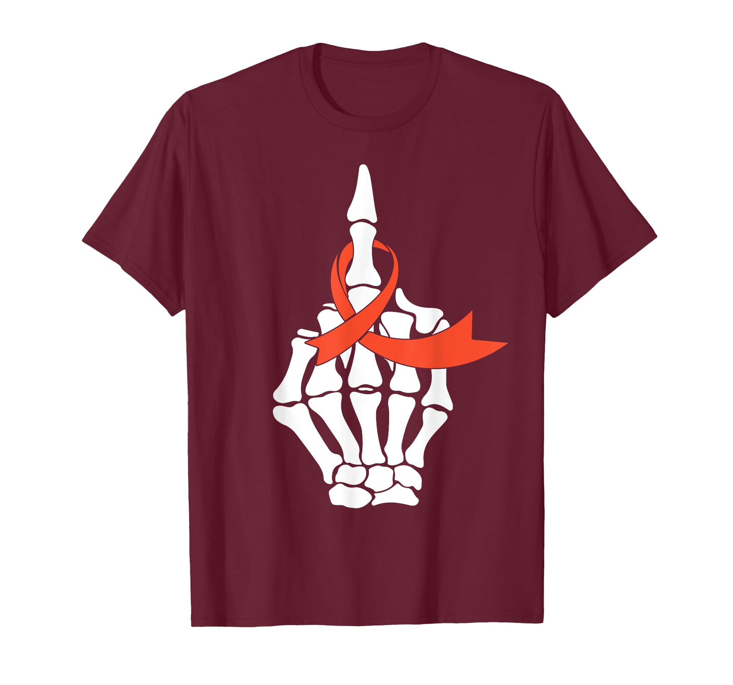 Fuck Kidney Cancer Awareness Middle Finger Orange Ribbon T-Shirt