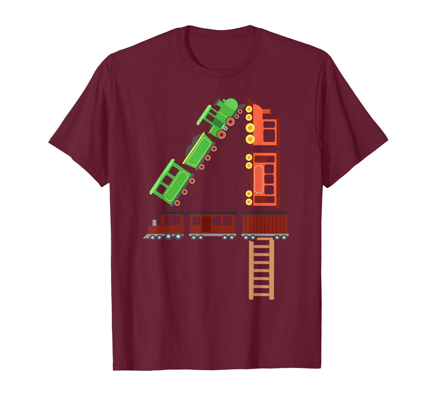 Kids 4th Birthday Train Boys Girls Fun 4 Year Old Train T-Shirt
