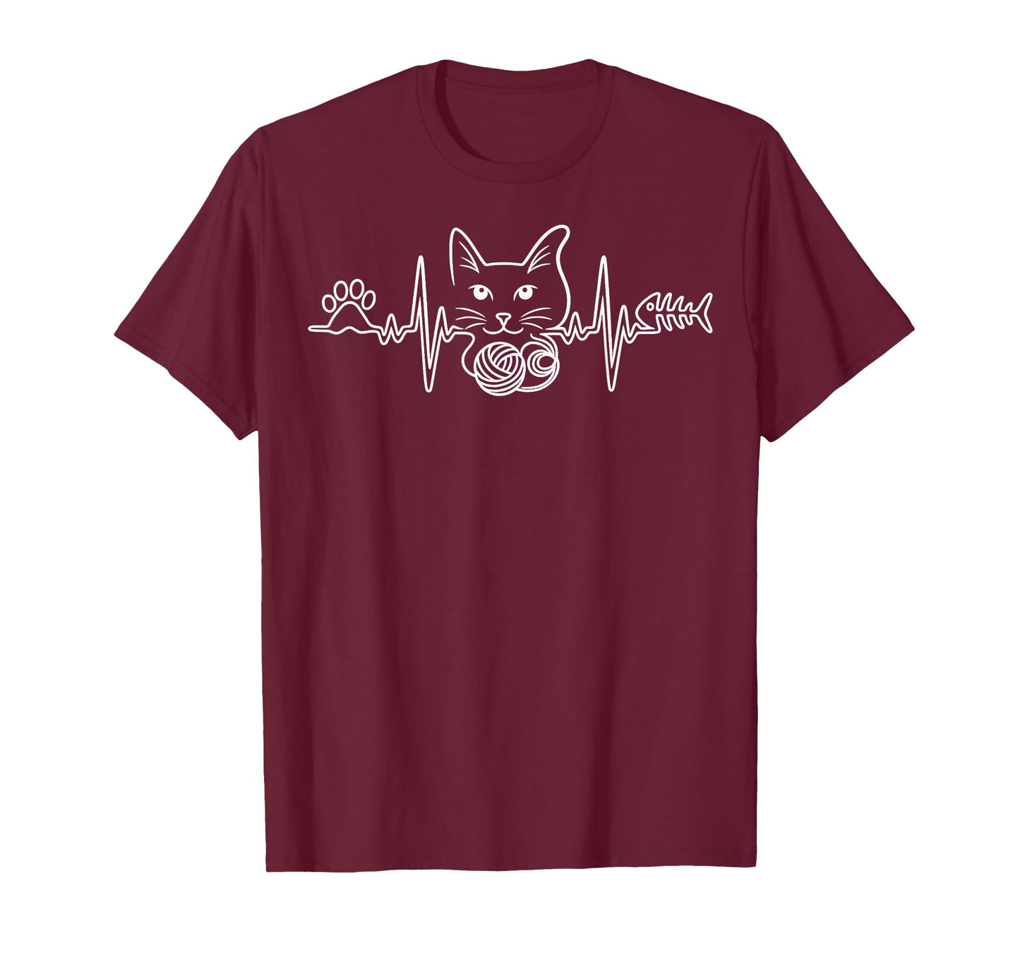 Heartbeat Cat Funny Kitty Gift For Cat Mom Cat Dad Cat Lover T-Shirt