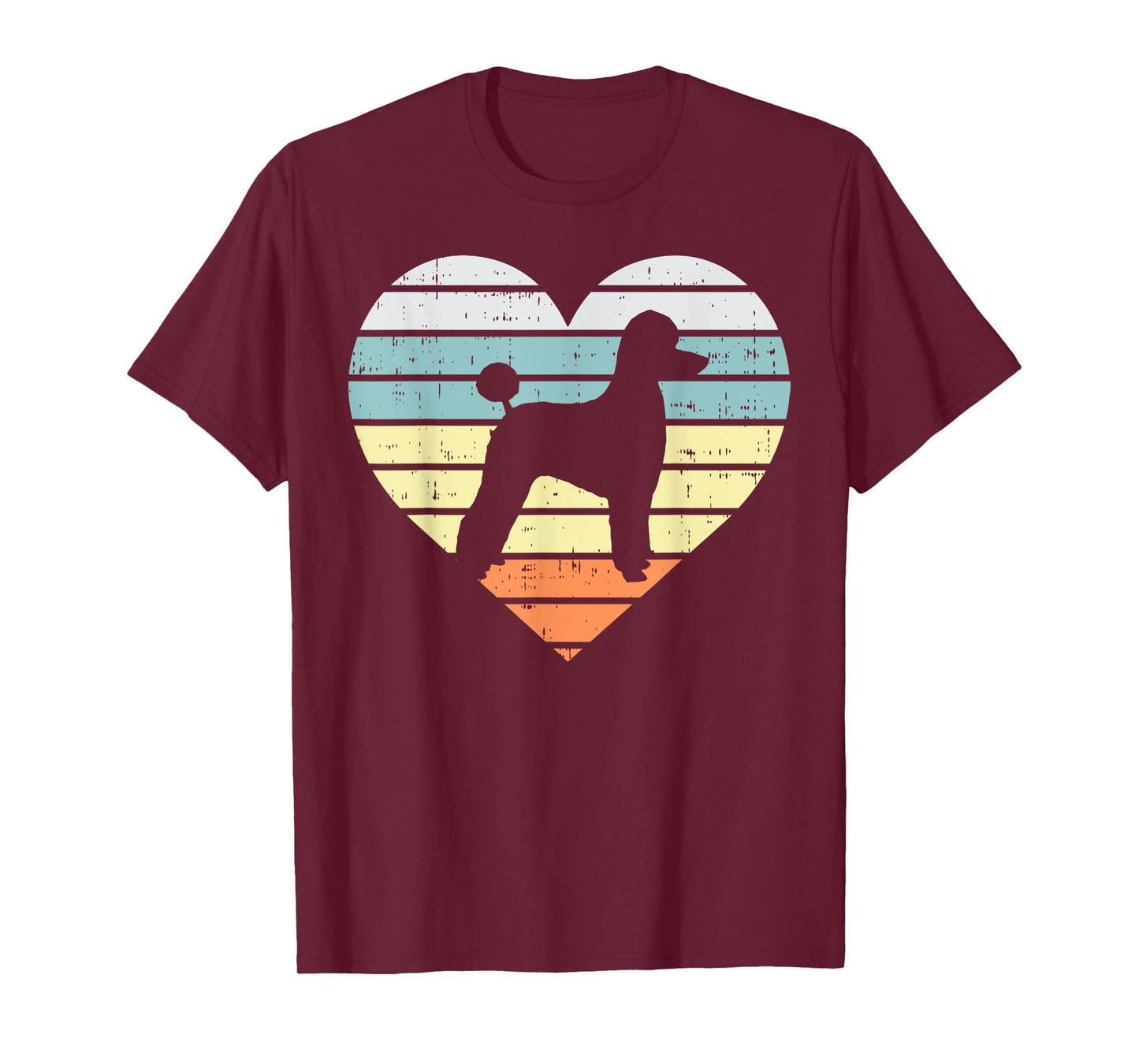 Poodle Silhouette Heart Sunset Retro Dog Lover Owner Gift T-Shirt