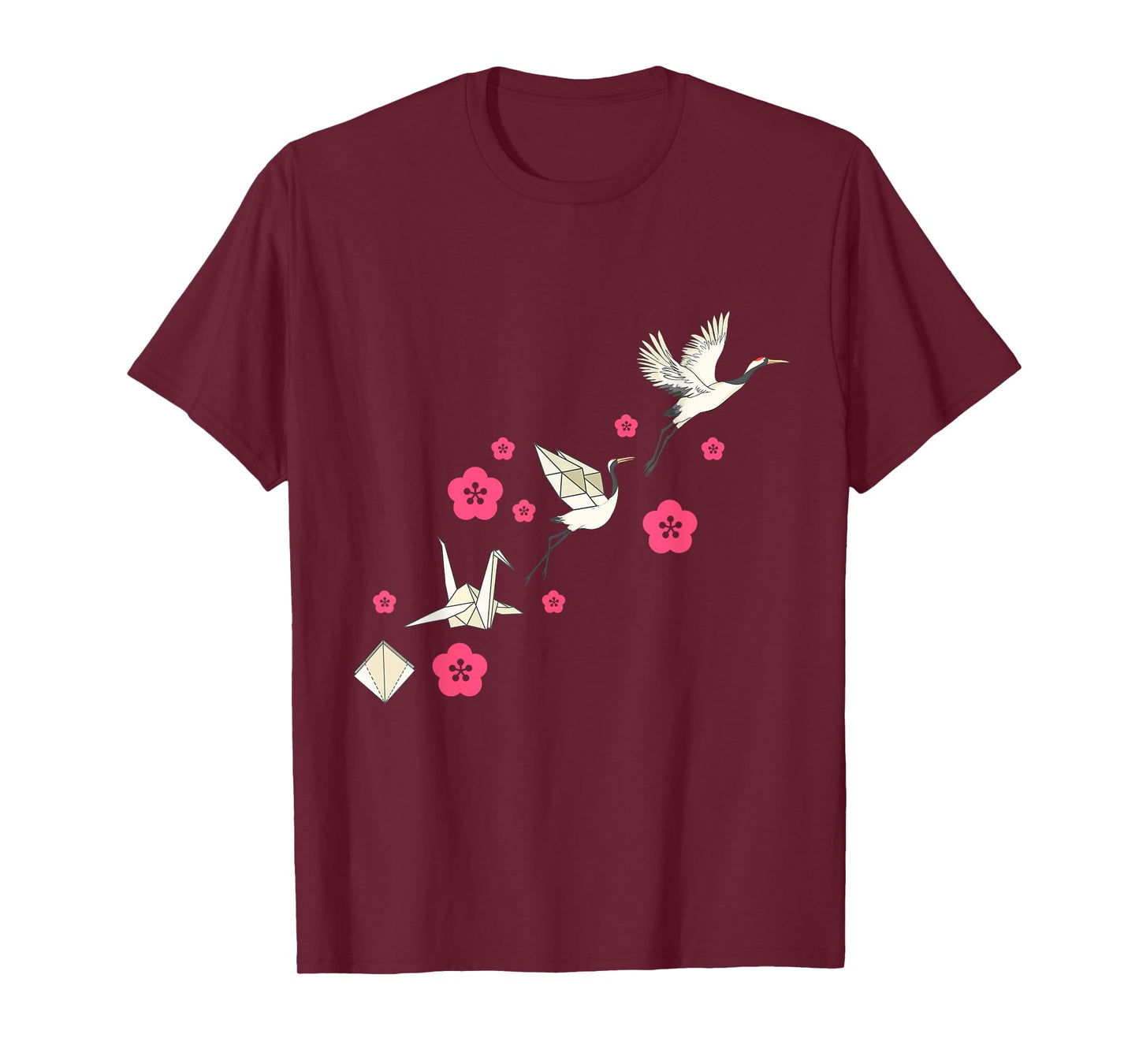 Common Crane Flowers Origami Bird Lover Nature Cute Birdie T-Shirt