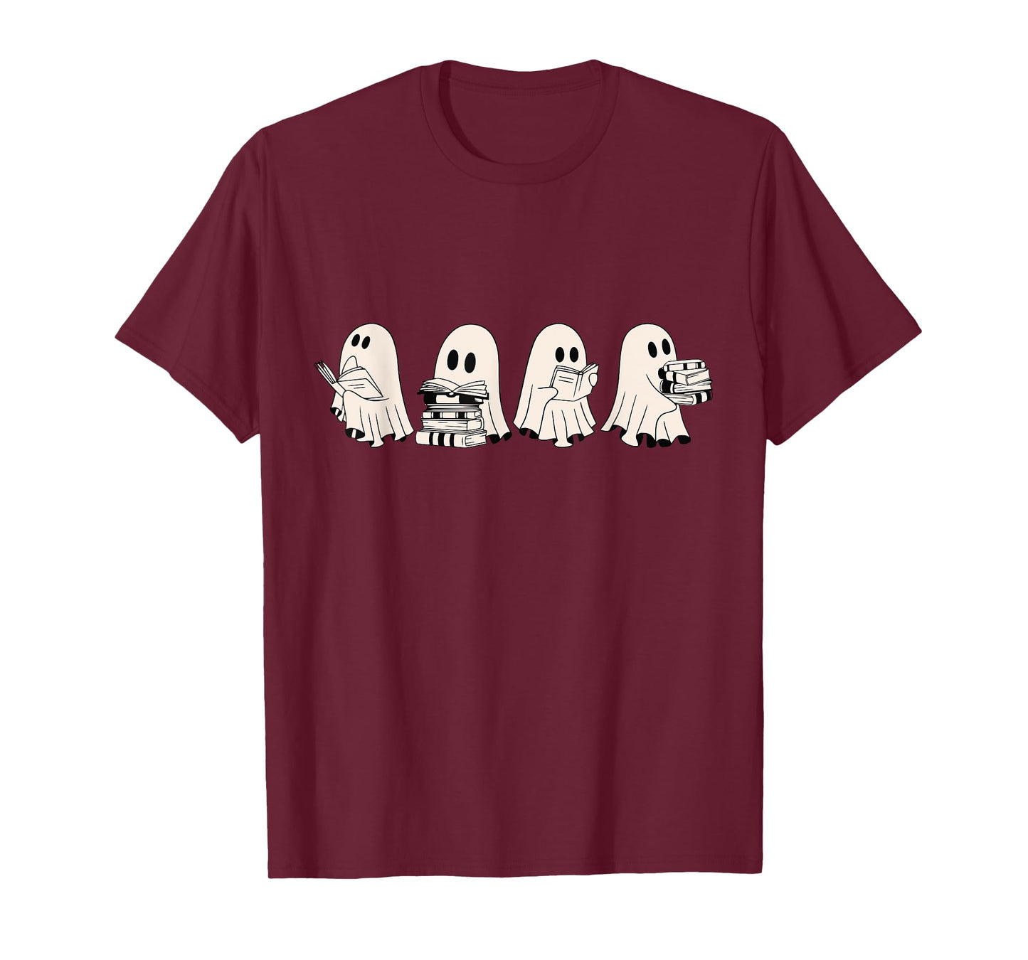 Funny Ghost Book Reading Halloween Books Lover Teacher Kids T-Shirt