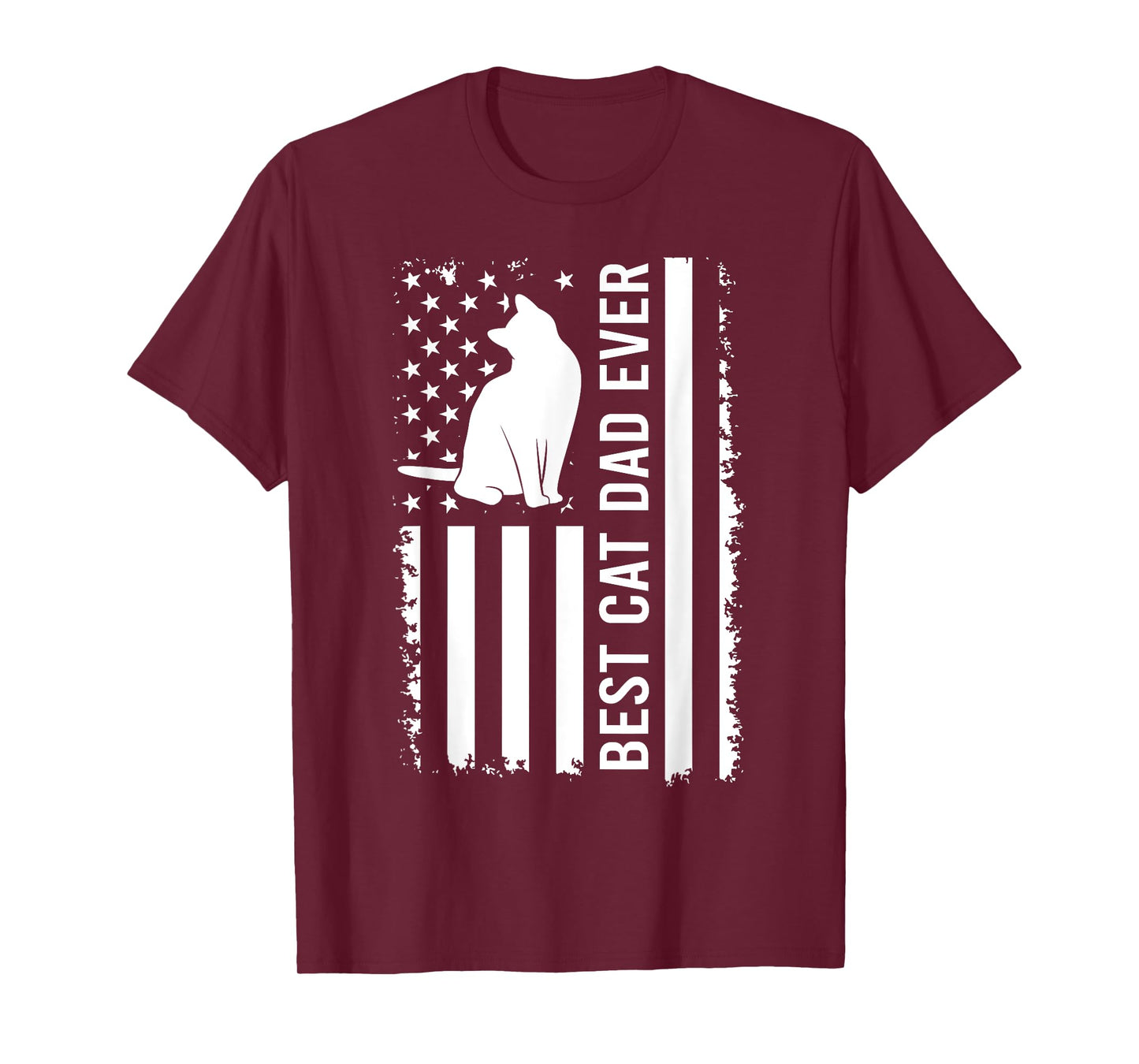 Men's Cat Dad US Flag Kitty Daddy Dad Christmas Fathers Day T-Shirt