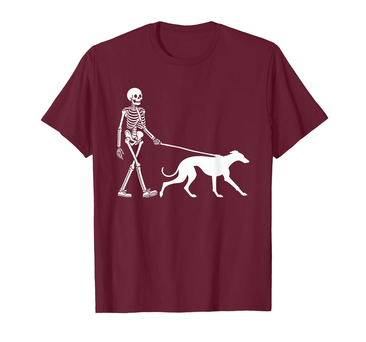 Skeleton Walking a Dog Greyhound Halloween Outfit T-Shirt