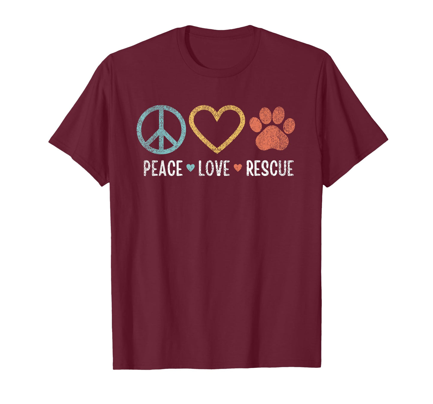 Peace Love Rescue Dogs Puppy Cute Paw Dog Lover Vintage Men Women Kids T-Shirt