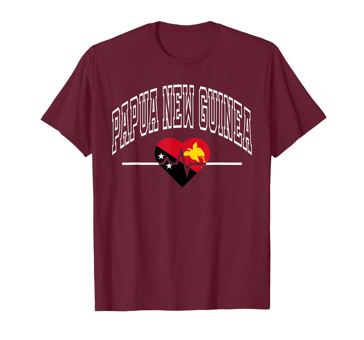 Papua New Guinea Flag Vintage Throwback Heartbeat T-Shirt