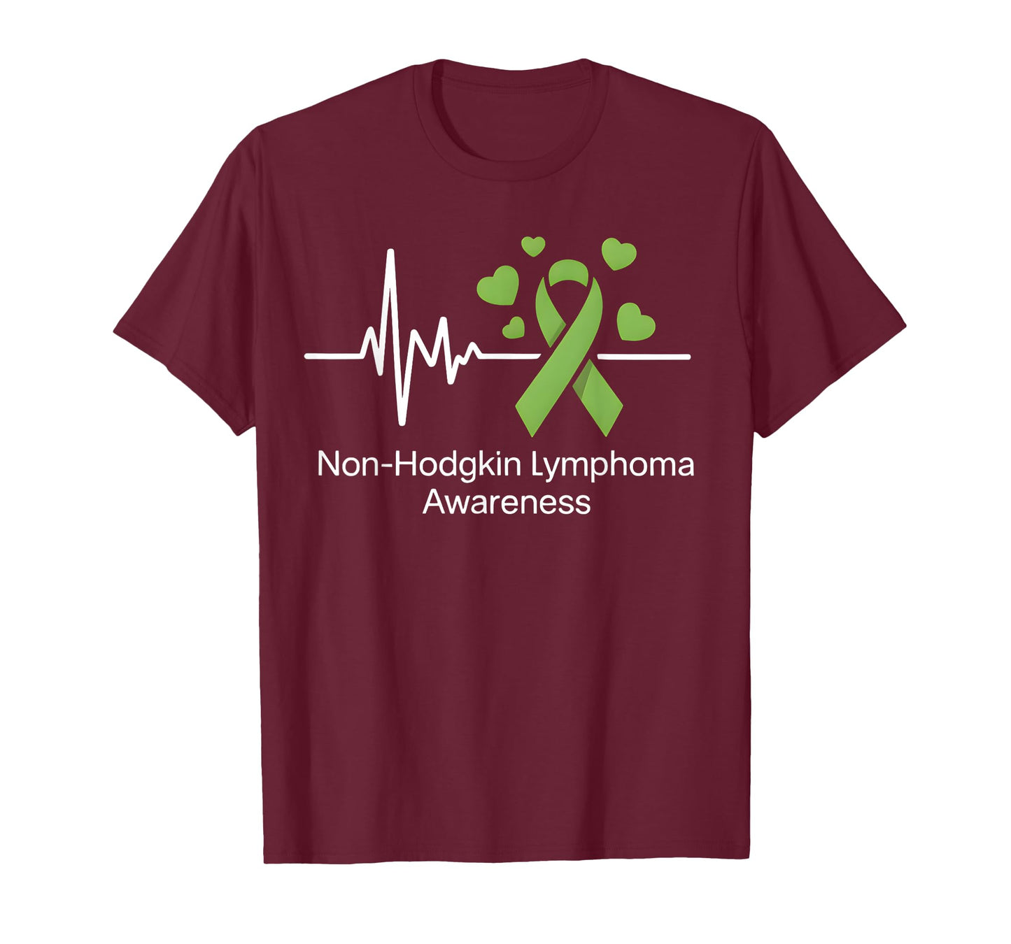 Non-Hodgkin Lymphoma Awareness Heartbeat Lime Green Ribbon T-Shirt