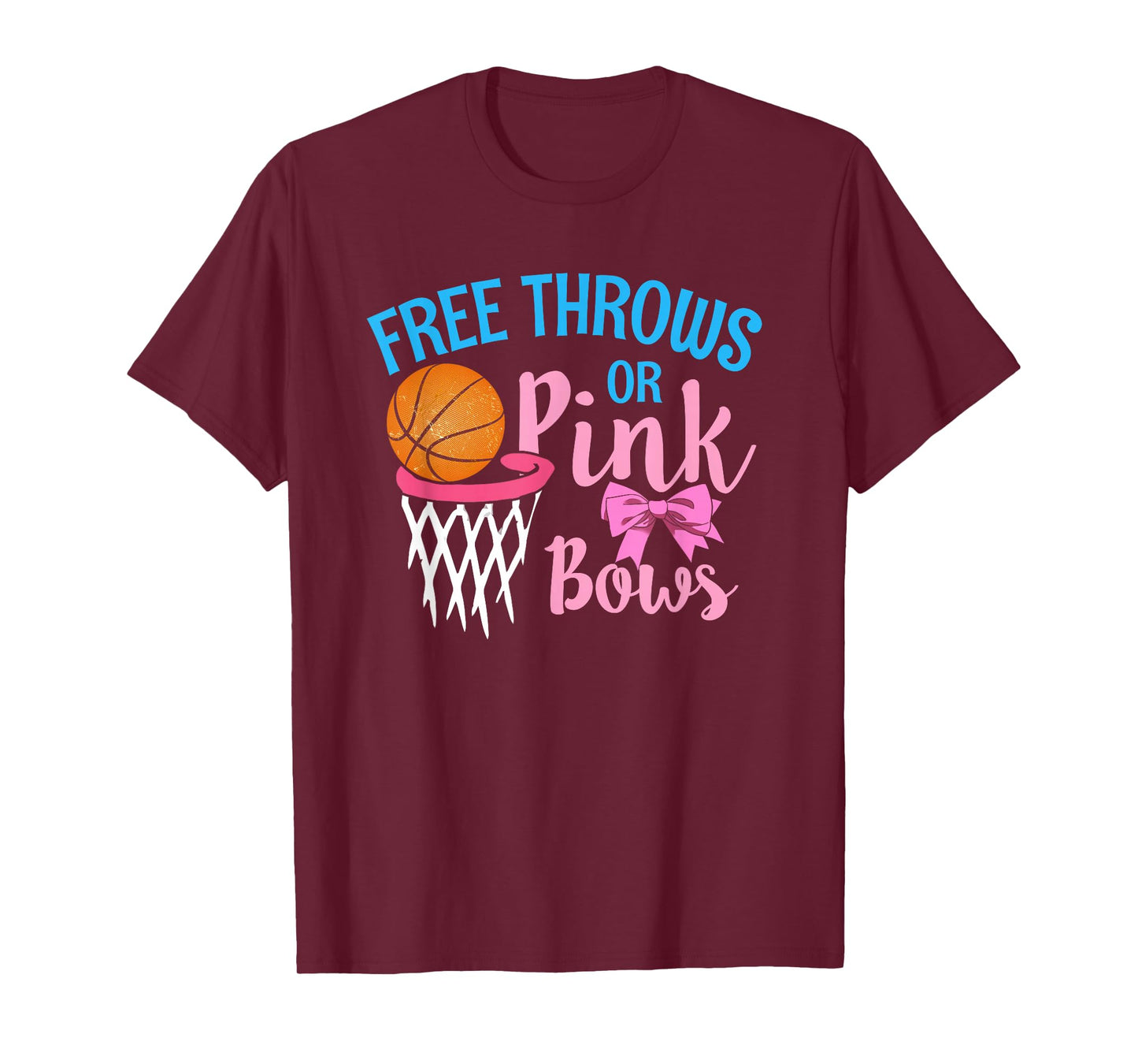 Free throws or Pink Bows Gender Reveal Cute Girl Tee T-Shirt