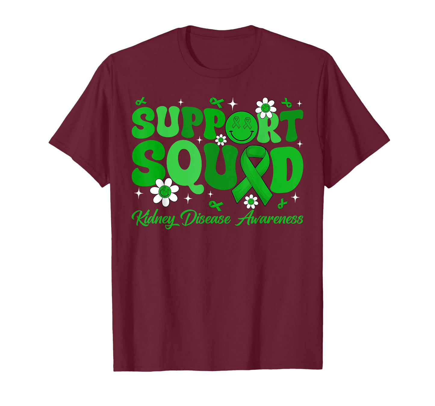 Groovy Support Squad Kidney Disease Awareness Green Ribbon T-Shirt