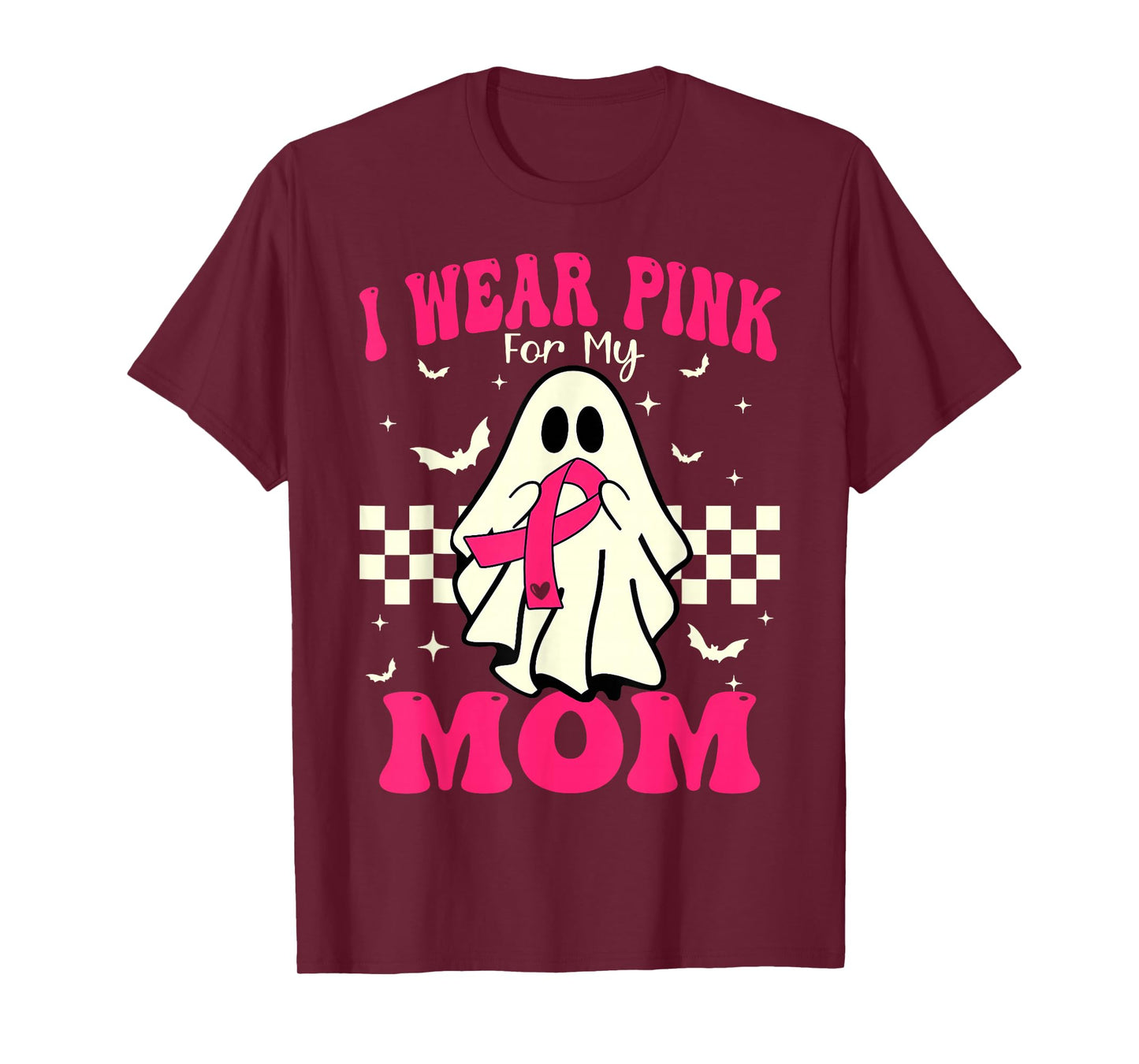 I Wear Pink for My Mom Ghost Halloween Breast Cancer T-Shirt