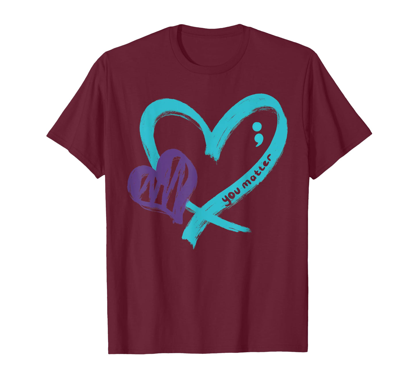 You Matter Suicide Prevention Awareness Teal Purple Heart T-Shirt