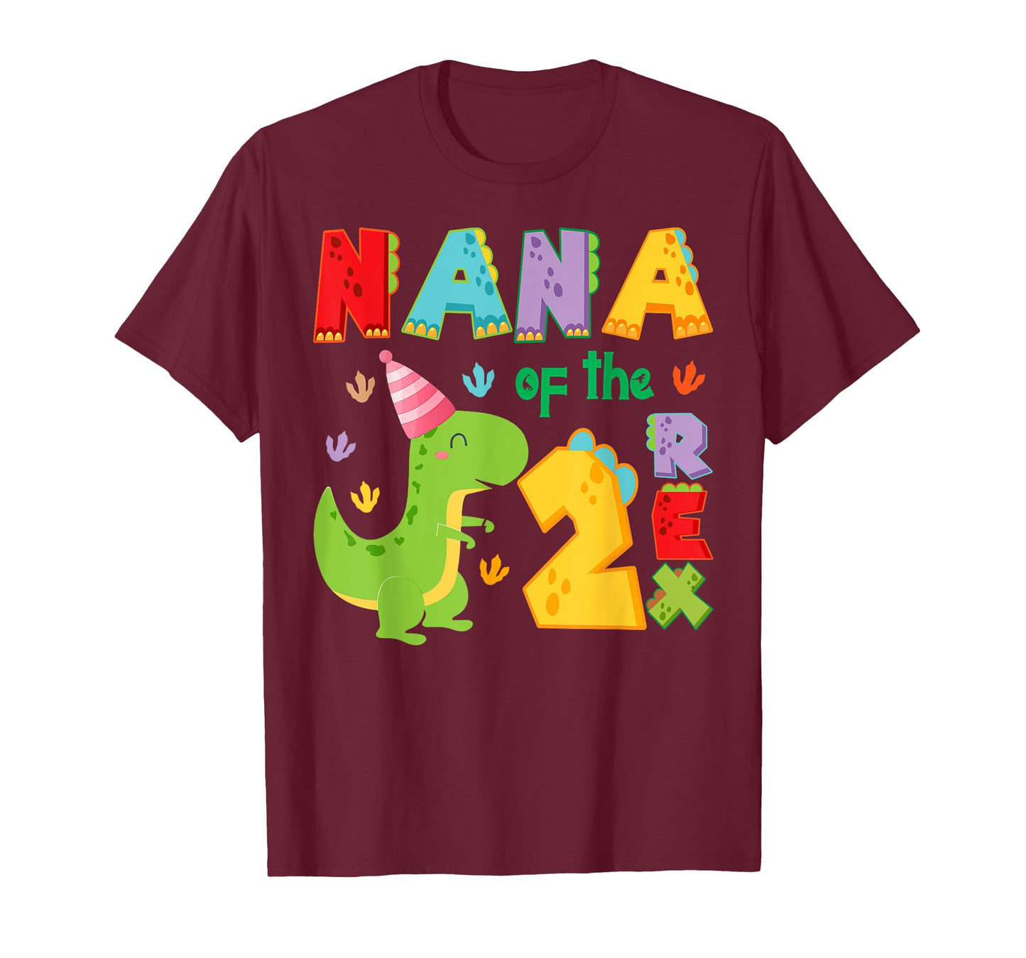 Nana of The Two Rex 2Nd Birthday Boy Dinosaur T-Rex T-Shirt