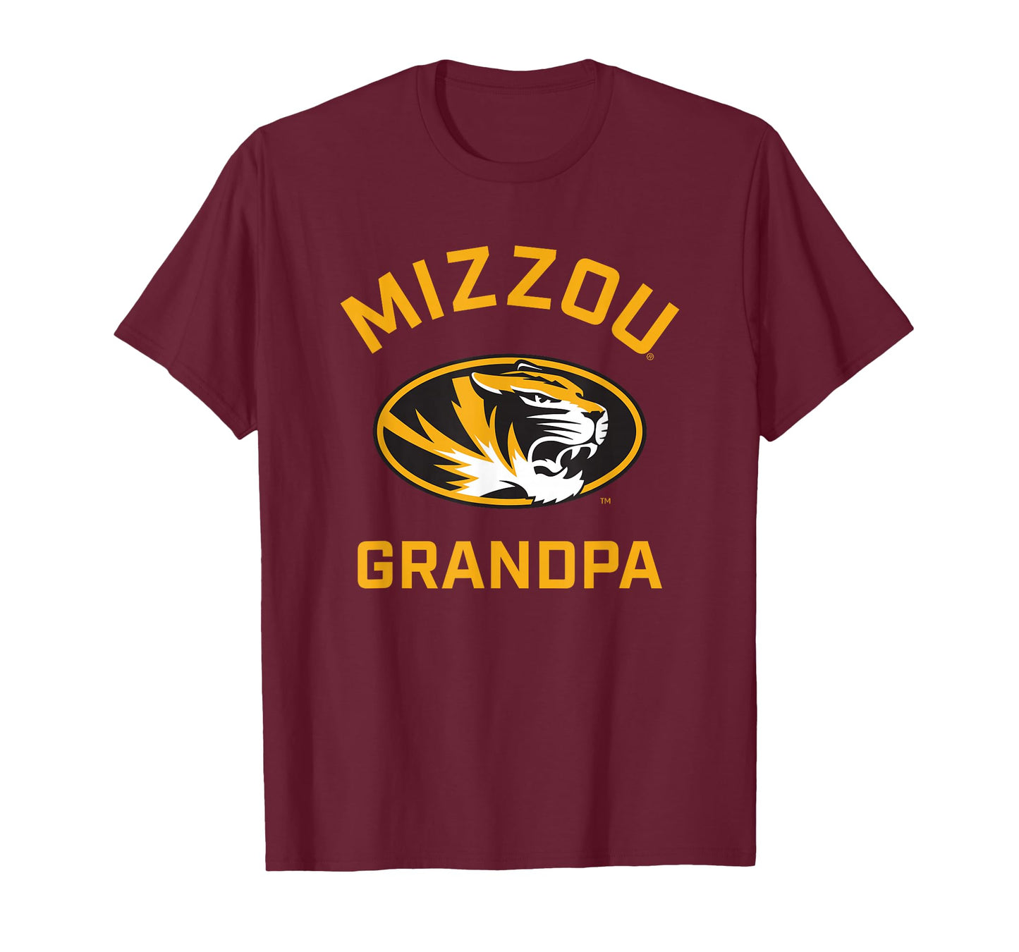 Campus Lab Mizzou Tigers Arched Grandpa T-Shirt - Black, Unisex-Adults, Short Sleeve, University Logo T-Shirt, Small