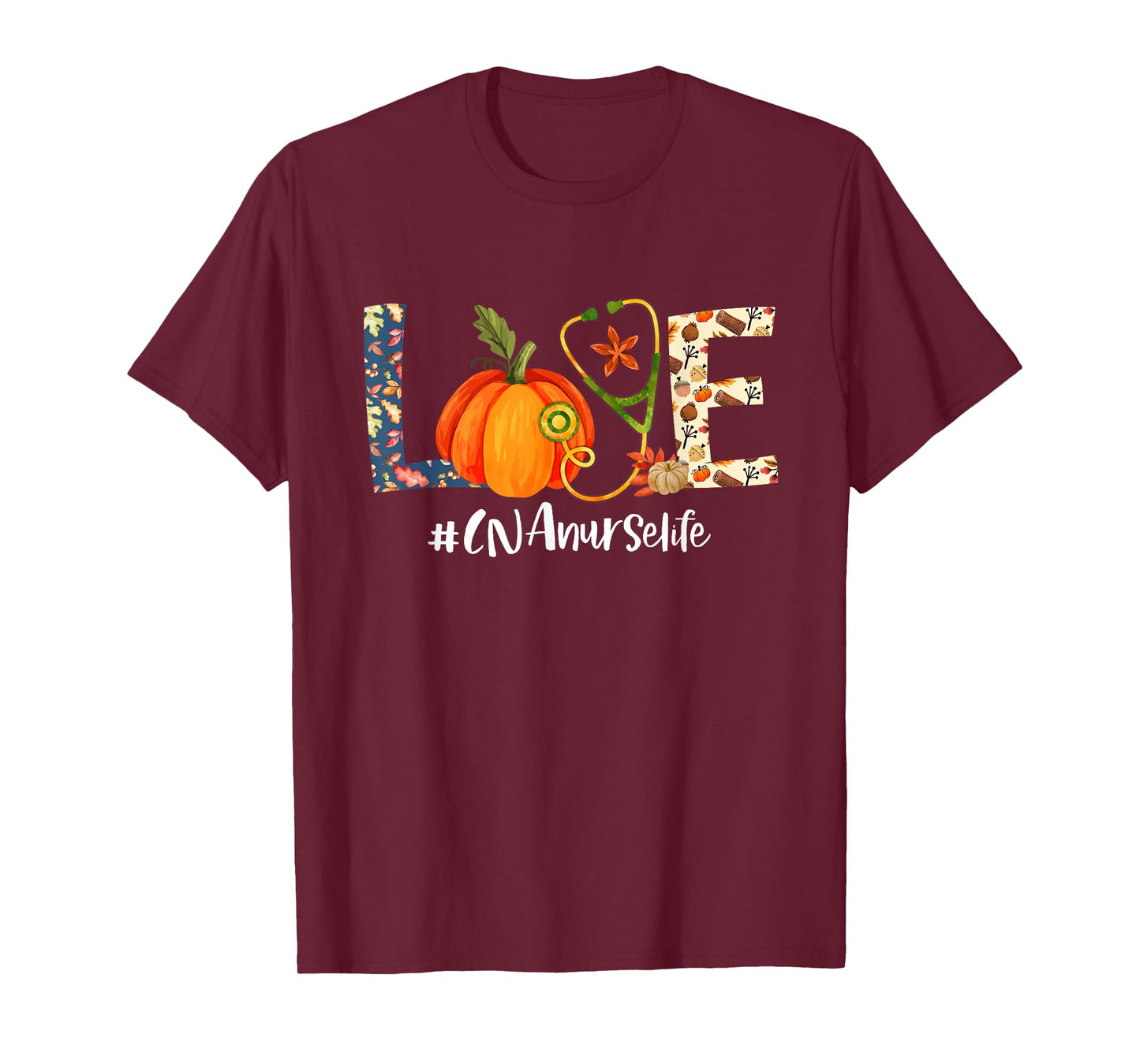 Love CNA Nurse Life Thanksgiving Fall Autumn Pumpkin Scrub T-Shirt