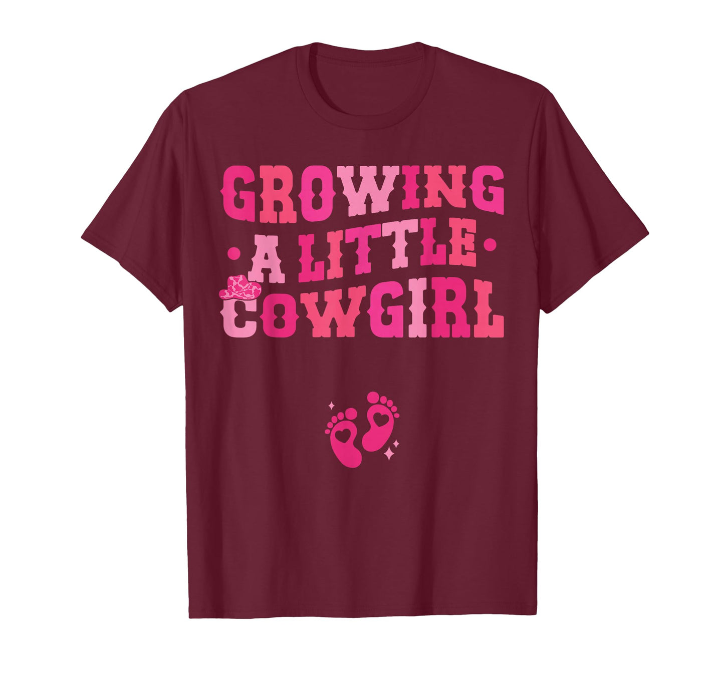 Country Pregnancy Announcement Apparel Co. Growing a Little Cowgirl - Black X-Small Short Sleeve Crew Neck T-Shirt