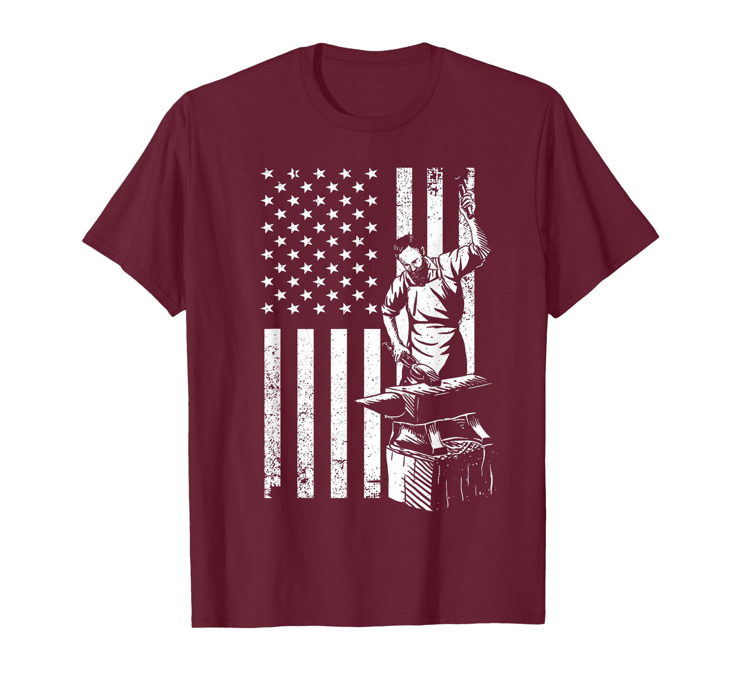 Cool US Flag Blacksmith Art For Men Women Blacksmith Forging T-Shirt