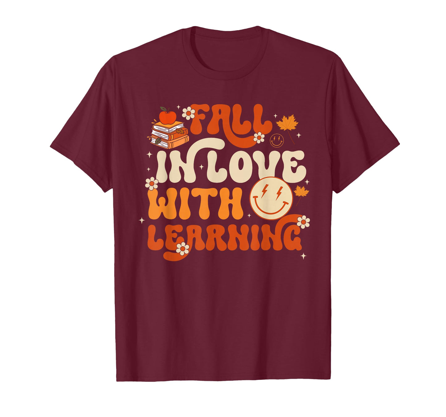 Fall in Love with Learning Autum Thanksgiving Teacher Kids T-Shirt