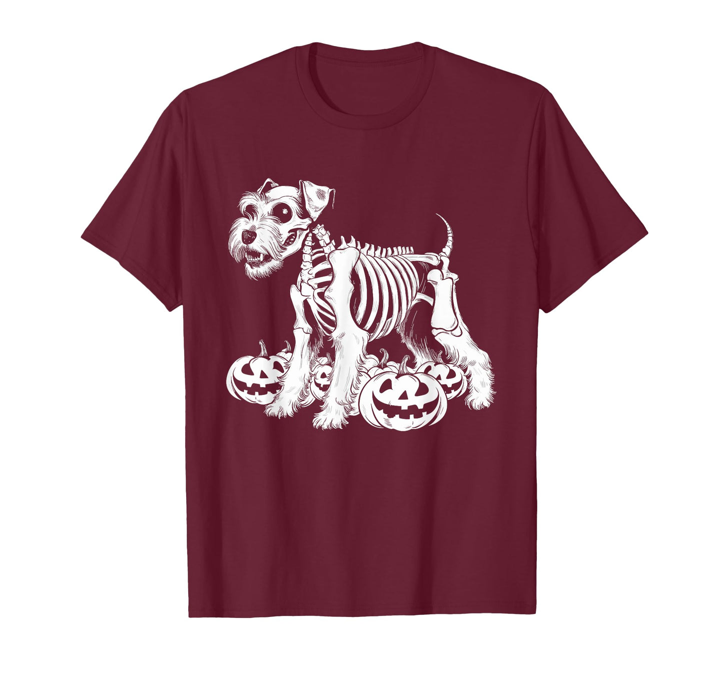Miniature Schnauzer Skeleton Birthday Halloween Mens Womens T-Shirt
