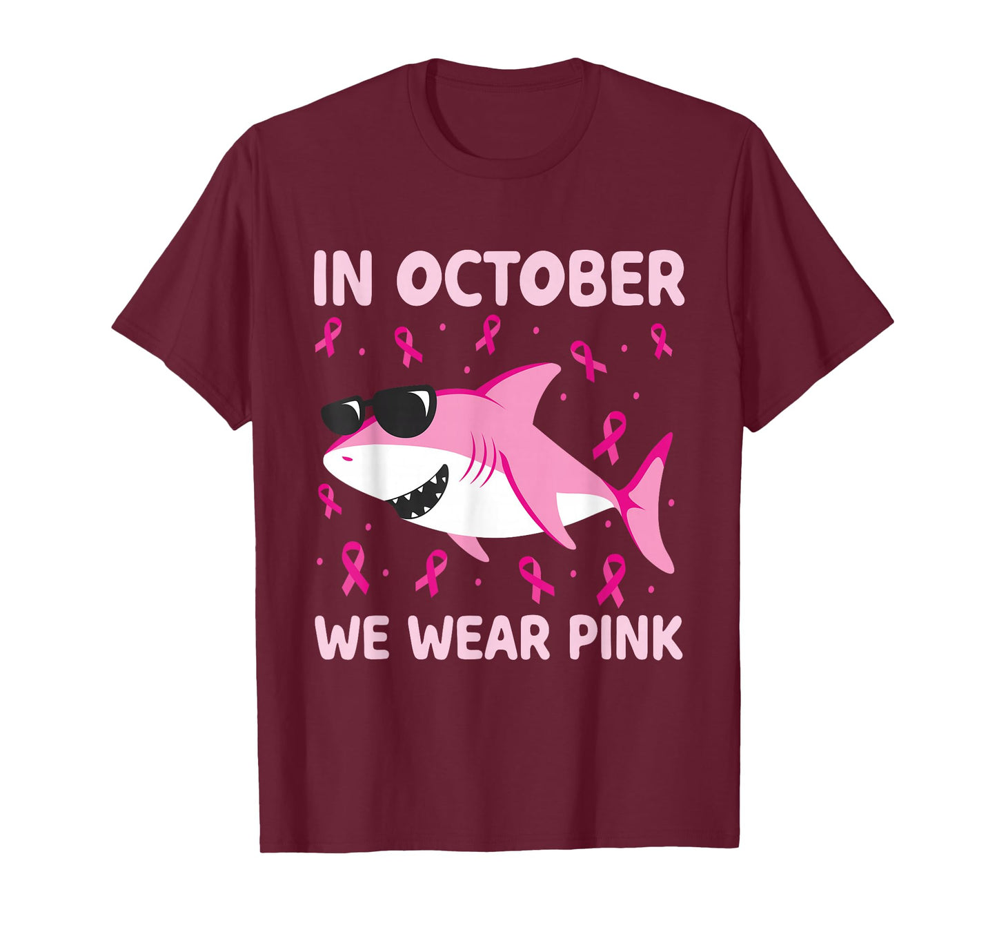 Breast Cancer Shirts Kids Shark In October We Wear Pink Boys T-Shirt