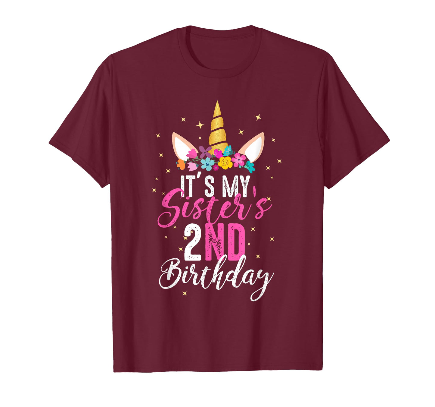 Its My Sisters 2nd Birthay Sibling Gift Unicorn Birthday T-Shirt