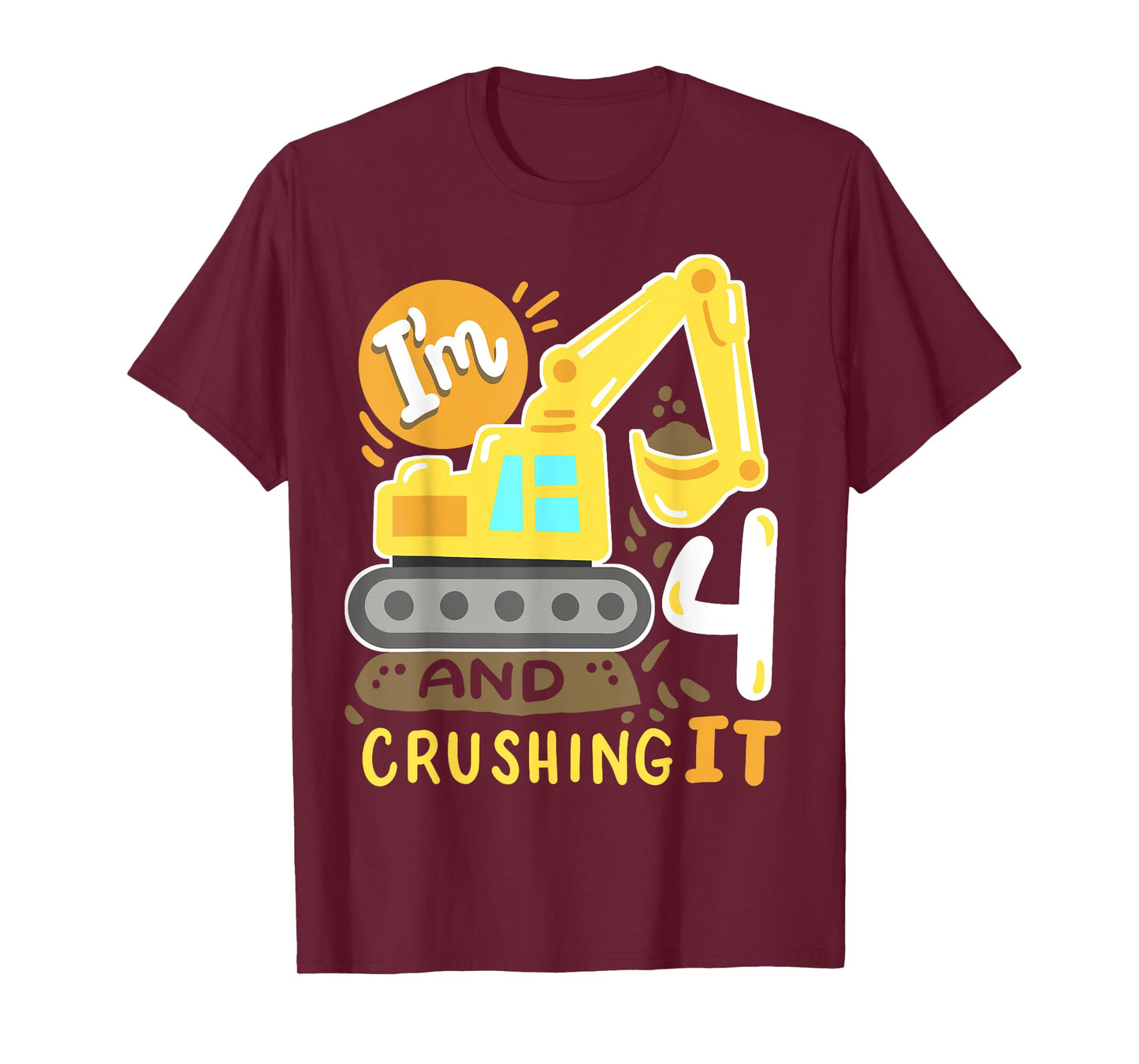 Kids 4th Construction Birthday Party I'm 4 Crushing It Boys T-Shirt