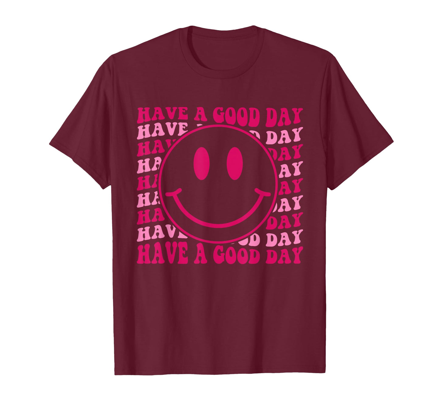 Retro Have A Good Day Happy Face Checkered Smile Face Trendy T-Shirt