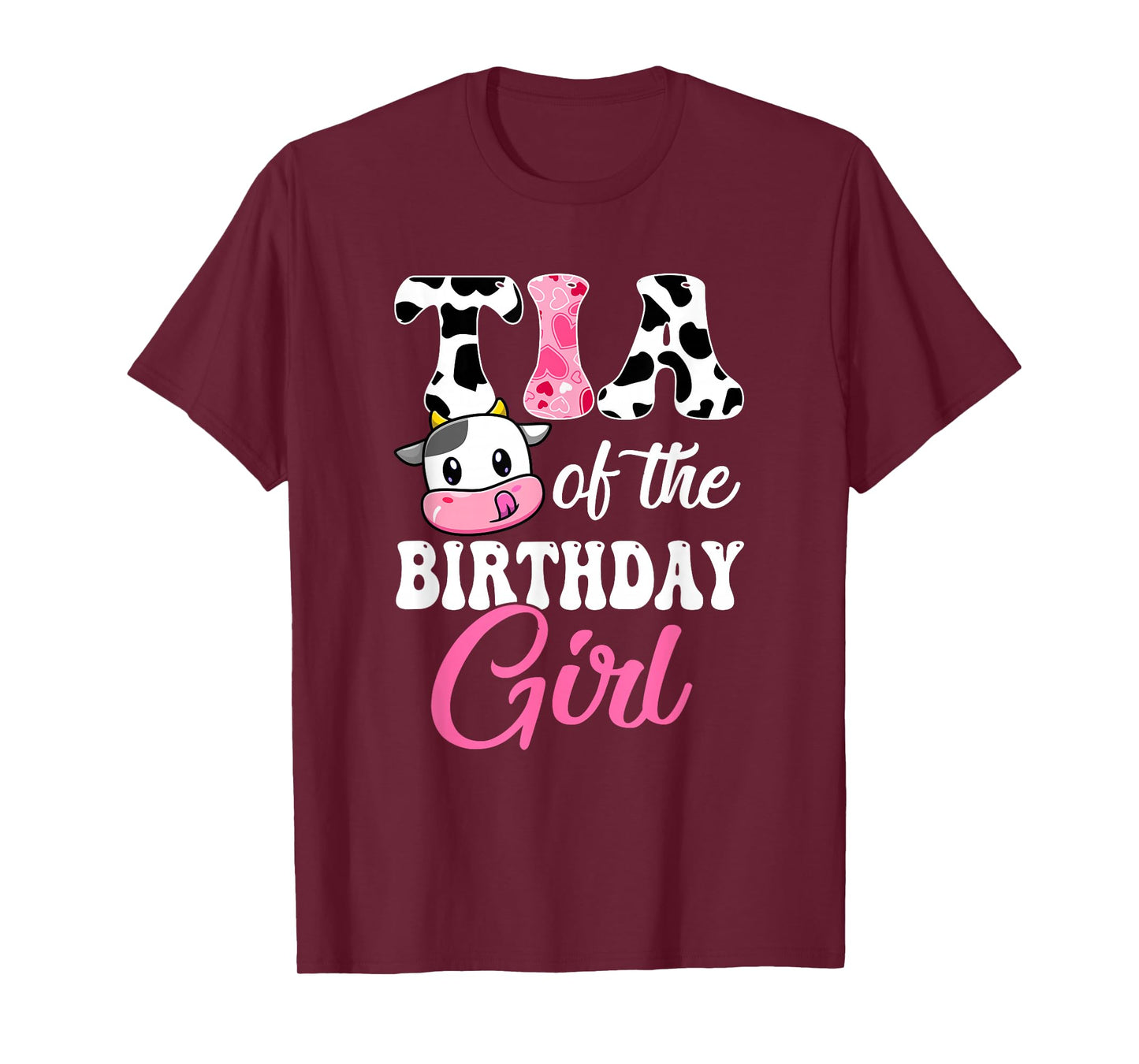 Tia Of The Birthday Girl Farm Cow 1St Birthday Girl T-Shirt