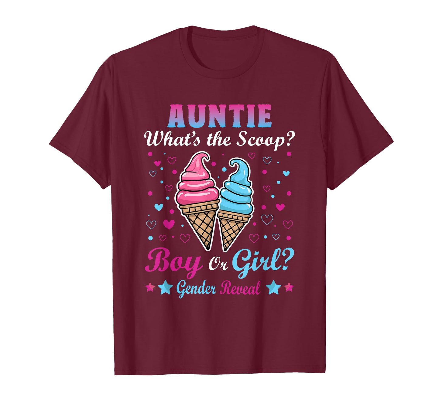 Auntie Ice Cream Whats The Scoop Gender Reveal Matching Men Women T-Shirt