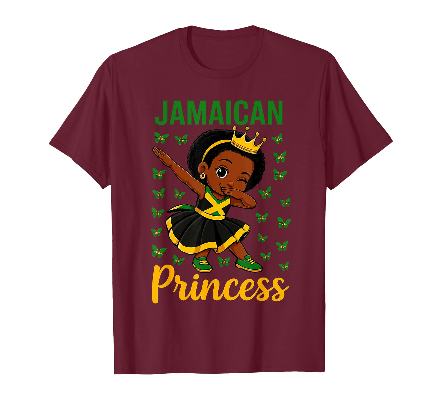 Dabbing Jamaican Princess Girl Jamaica Flag for Girls T-Shirt