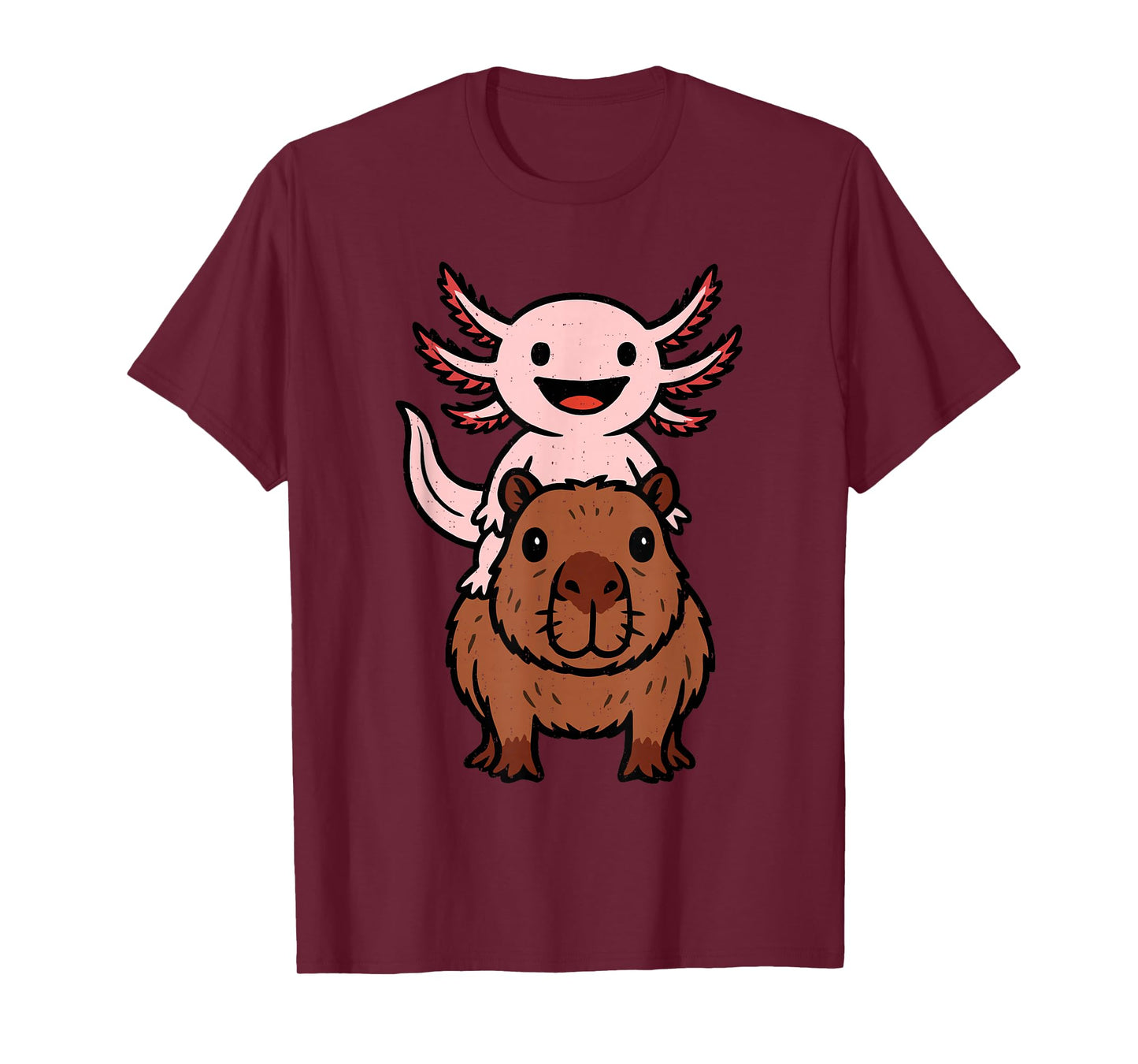 Funny Capybara Axolotl Kawaii Animal Lover Kids Girls Women T-Shirt
