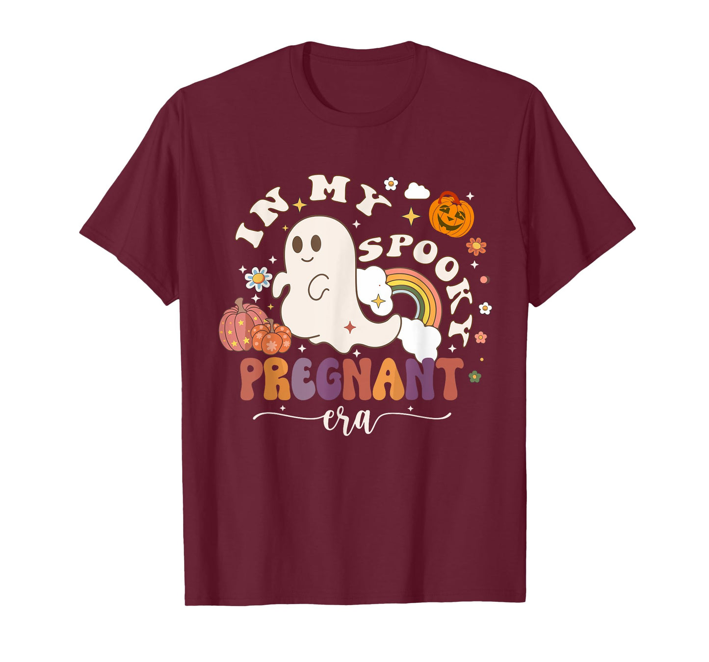 In My Spooky Pregnant Era Ghost Halloween Pregnant Mom Women T-Shirt