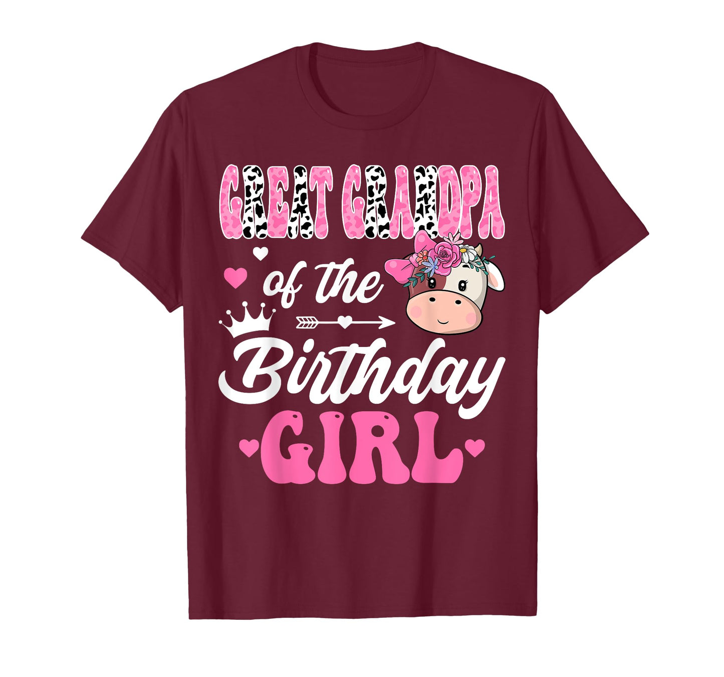 Great Grandpa Of The Birthday Girl Farm Cow 1St Bday Girl T-Shirt