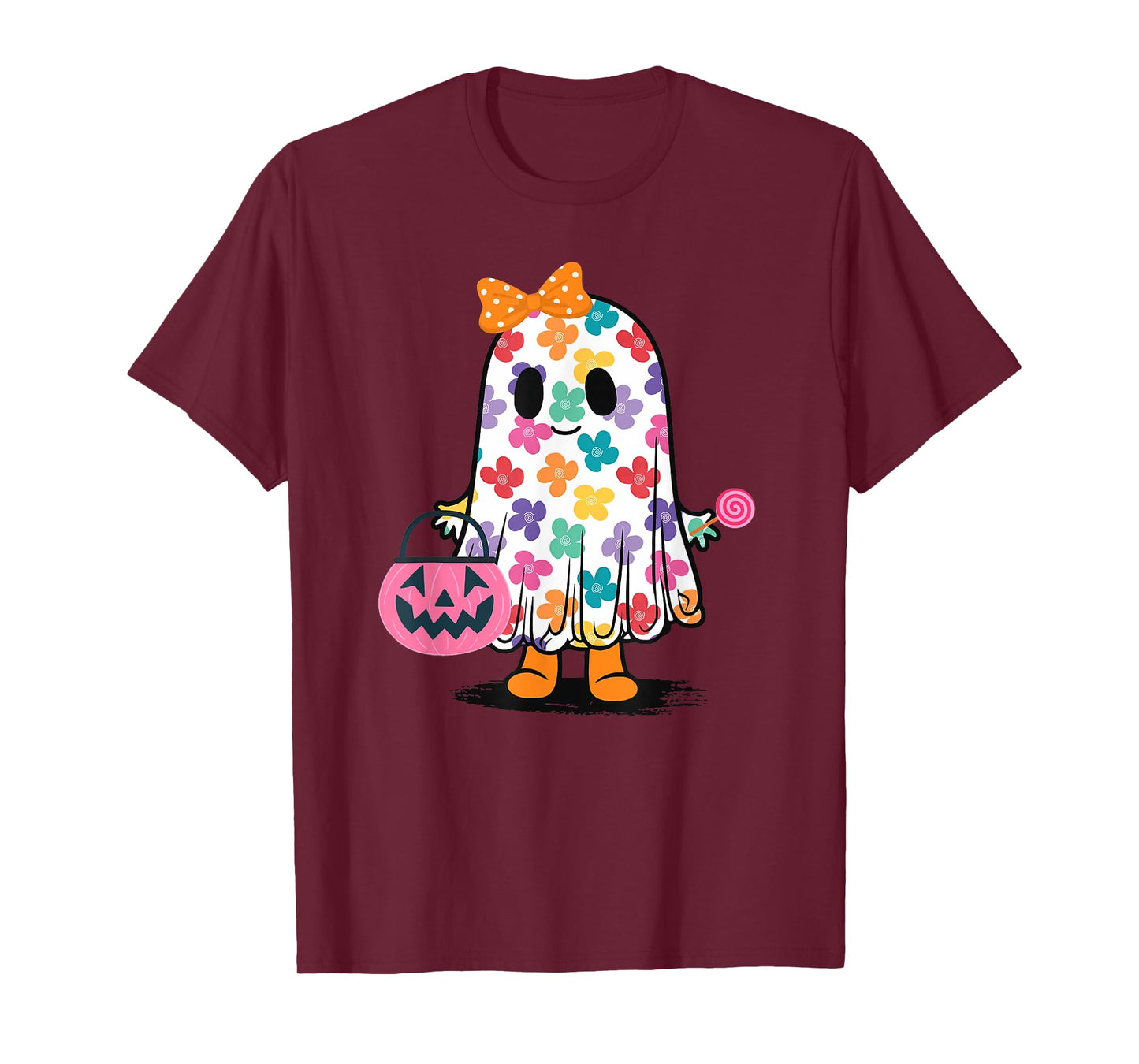Cute Girly Ghost Flower Spooky Season T-Shirt