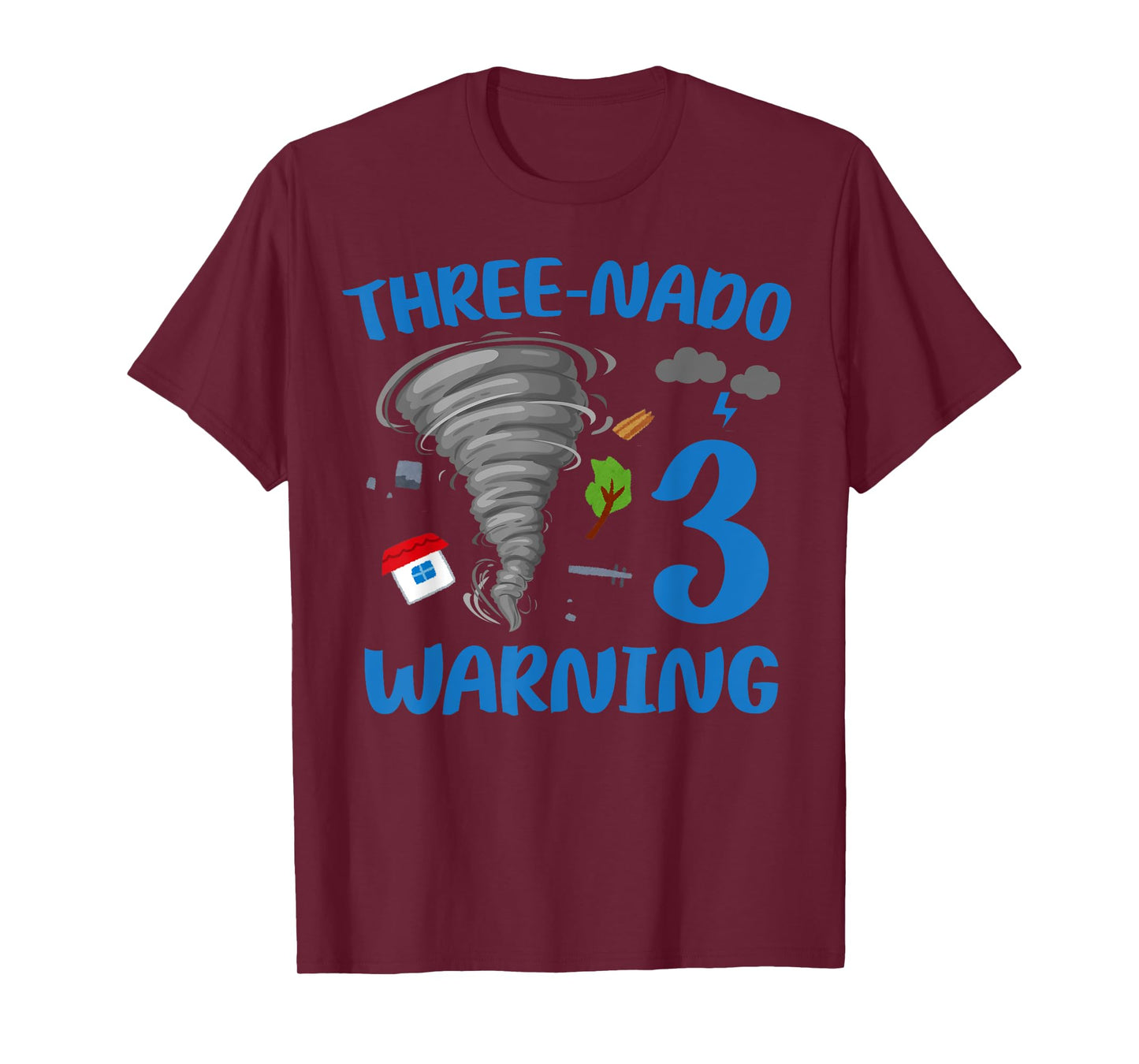 Kids Three-nado Warning 3rd Birthday Party Theme Tornado Boy T-Shirt