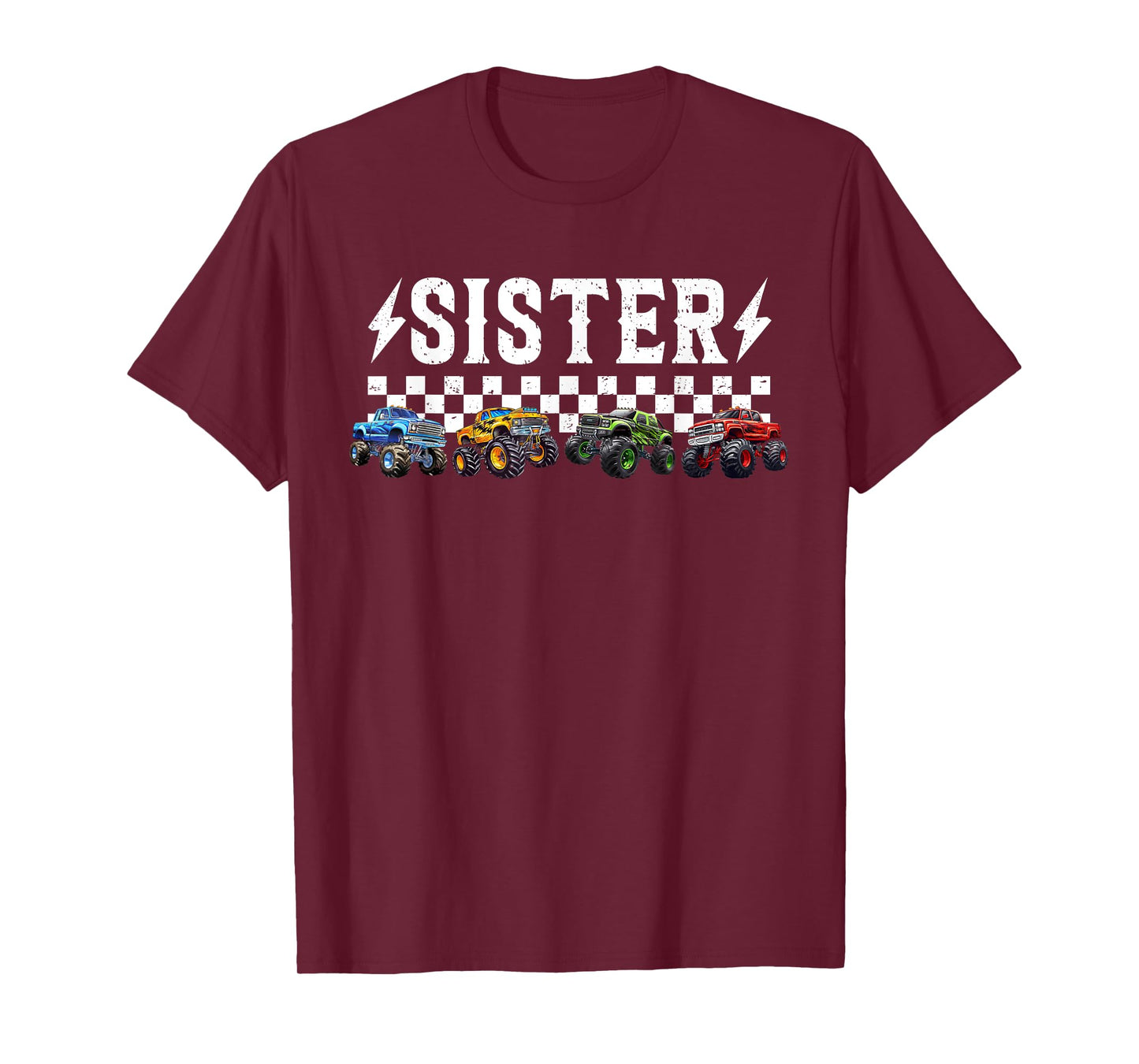 Sister Retro Monster Truck Family Crew Birthday Matching T-Shirt