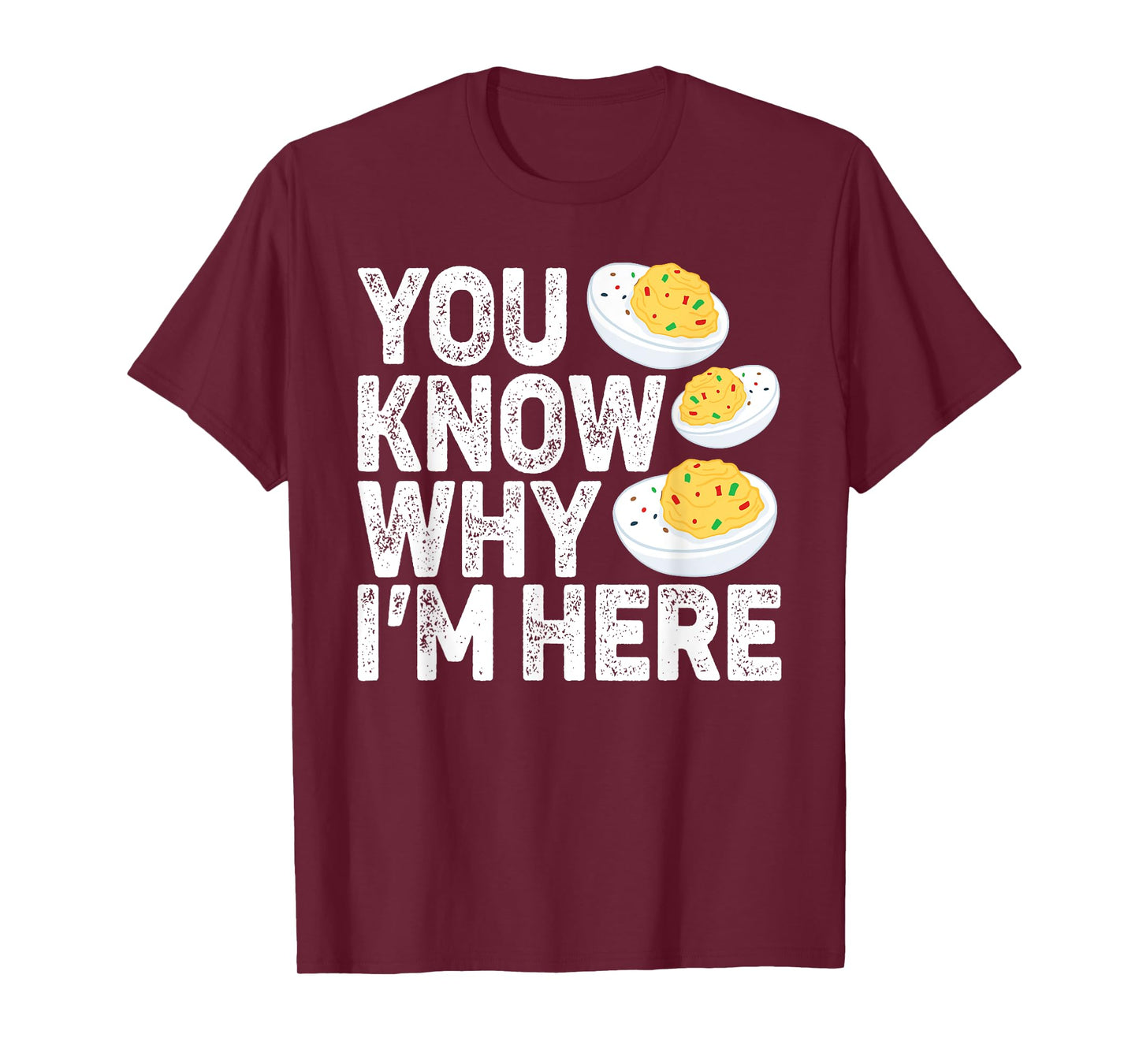 Funny Deviled Eggs You Know Why I'm Here Tee - Unisex Adult Retro Thanksgiving T-Shirt - Black - Small - Short Sleeve