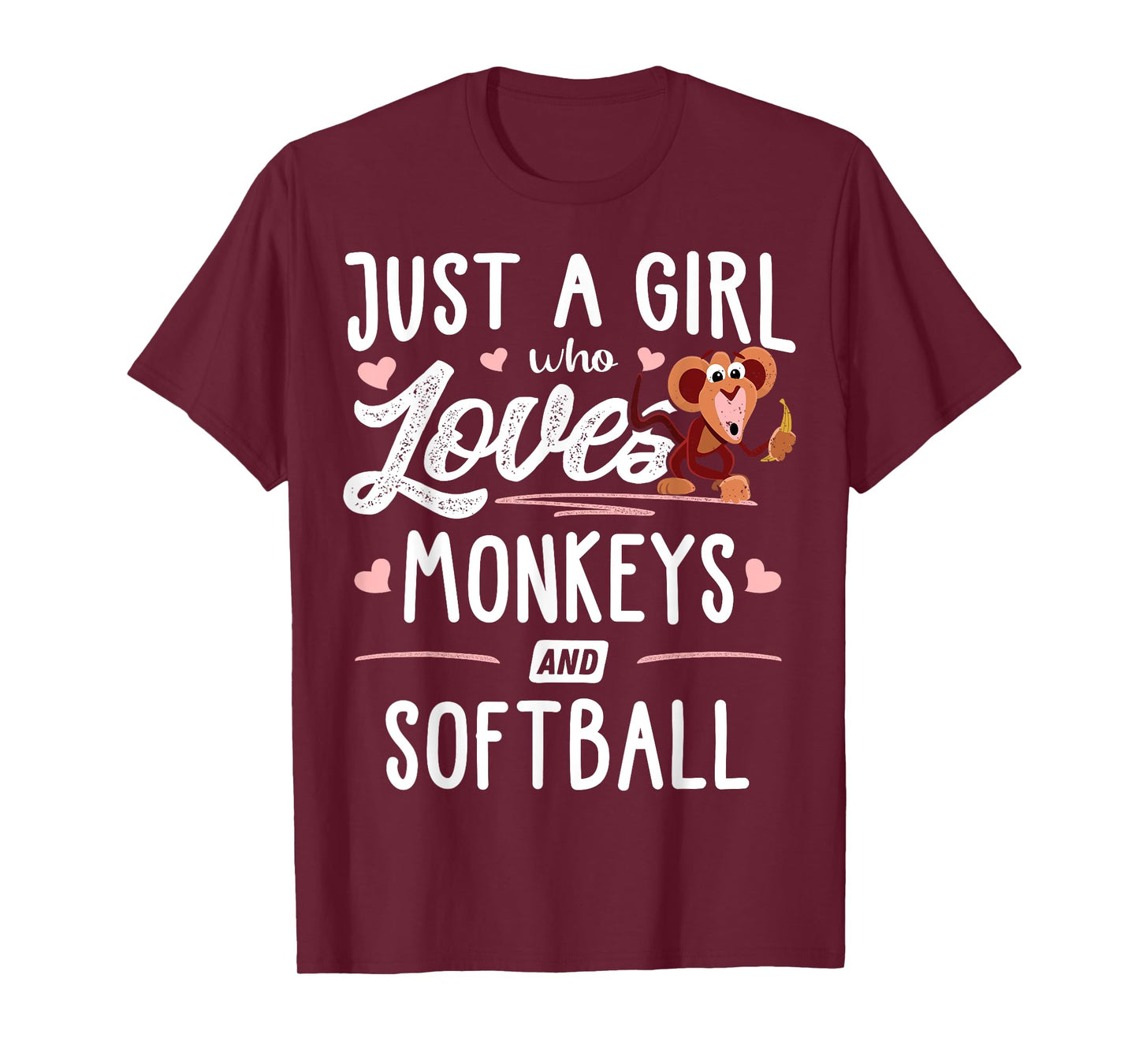 Just A Girl Who Loves Monkeys And Softball Gift Women T-Shirt