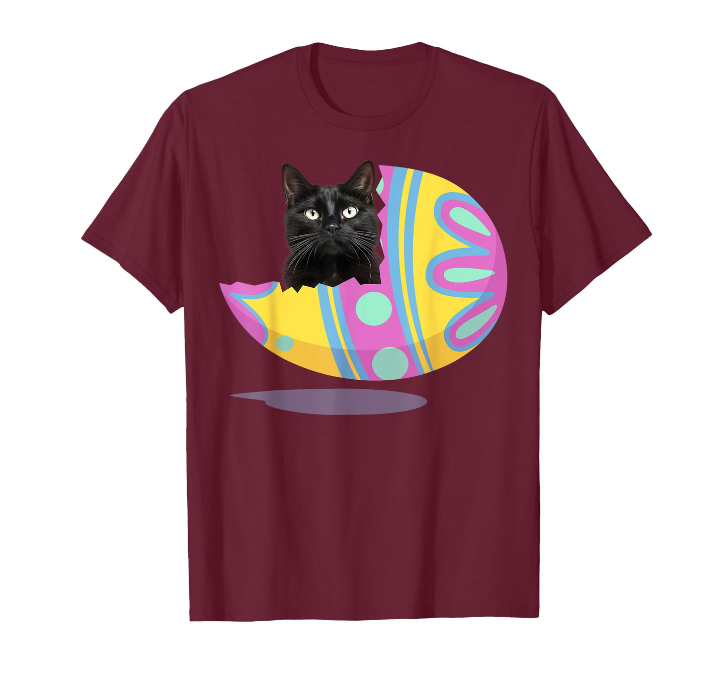 Funny Black Cat Easter Egg Happy Easter Day 2024 Men Women Girls Kids T-Shirt