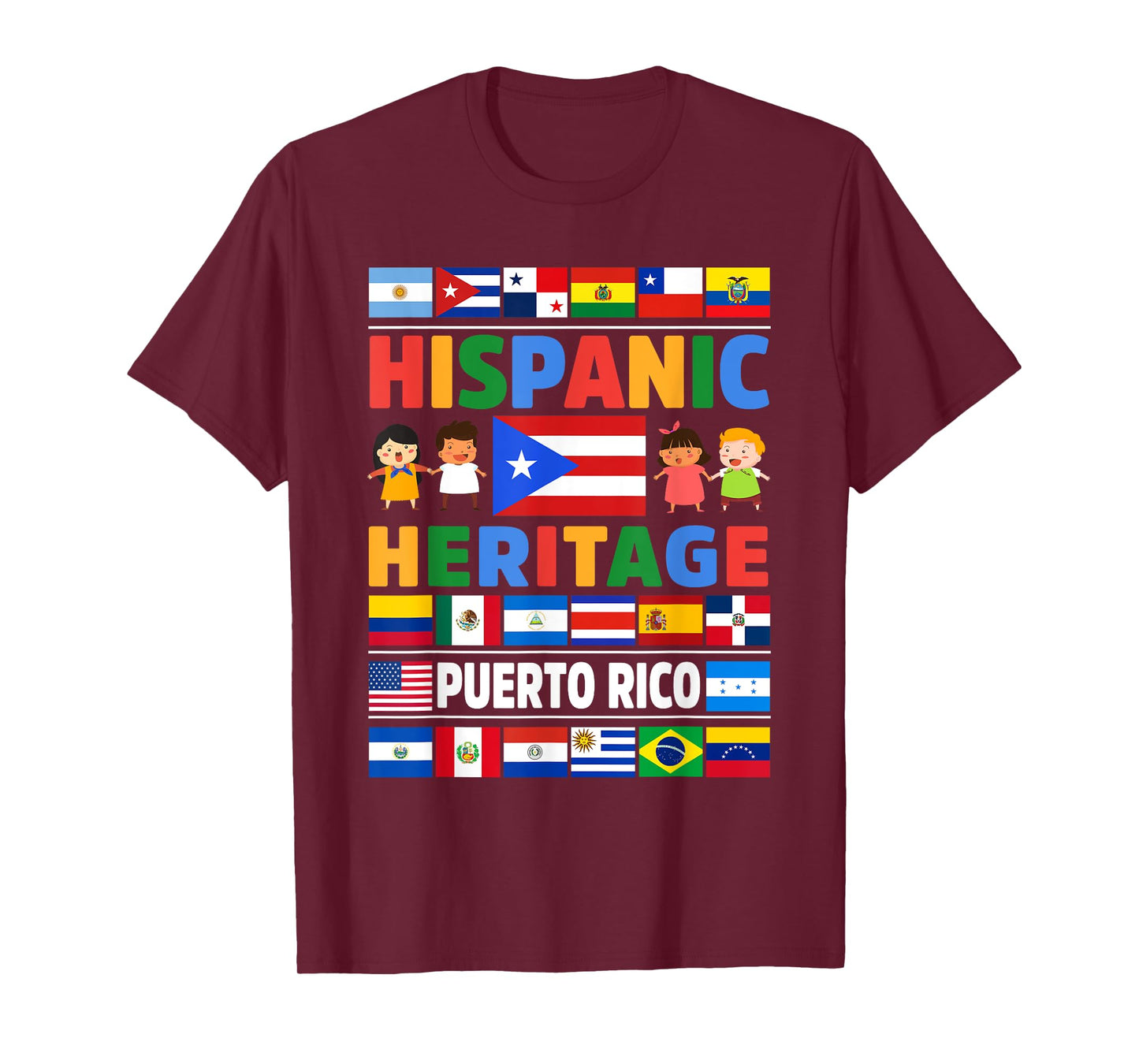 Hispanic Heritage Month Puerto Rico Flag Latino Kids T-Shirt