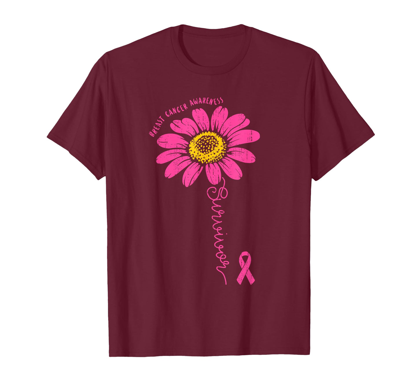 Survivor Flower Breast Cancer Awareness Pink Ribbon Support T-Shirt