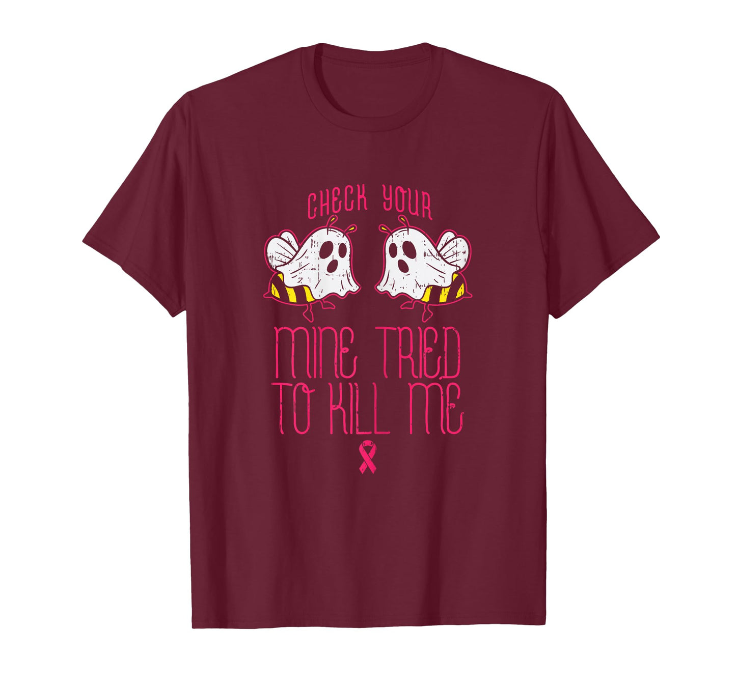 Check Your Boo-bees Funny Halloween Breast Cancer Awareness T-Shirt