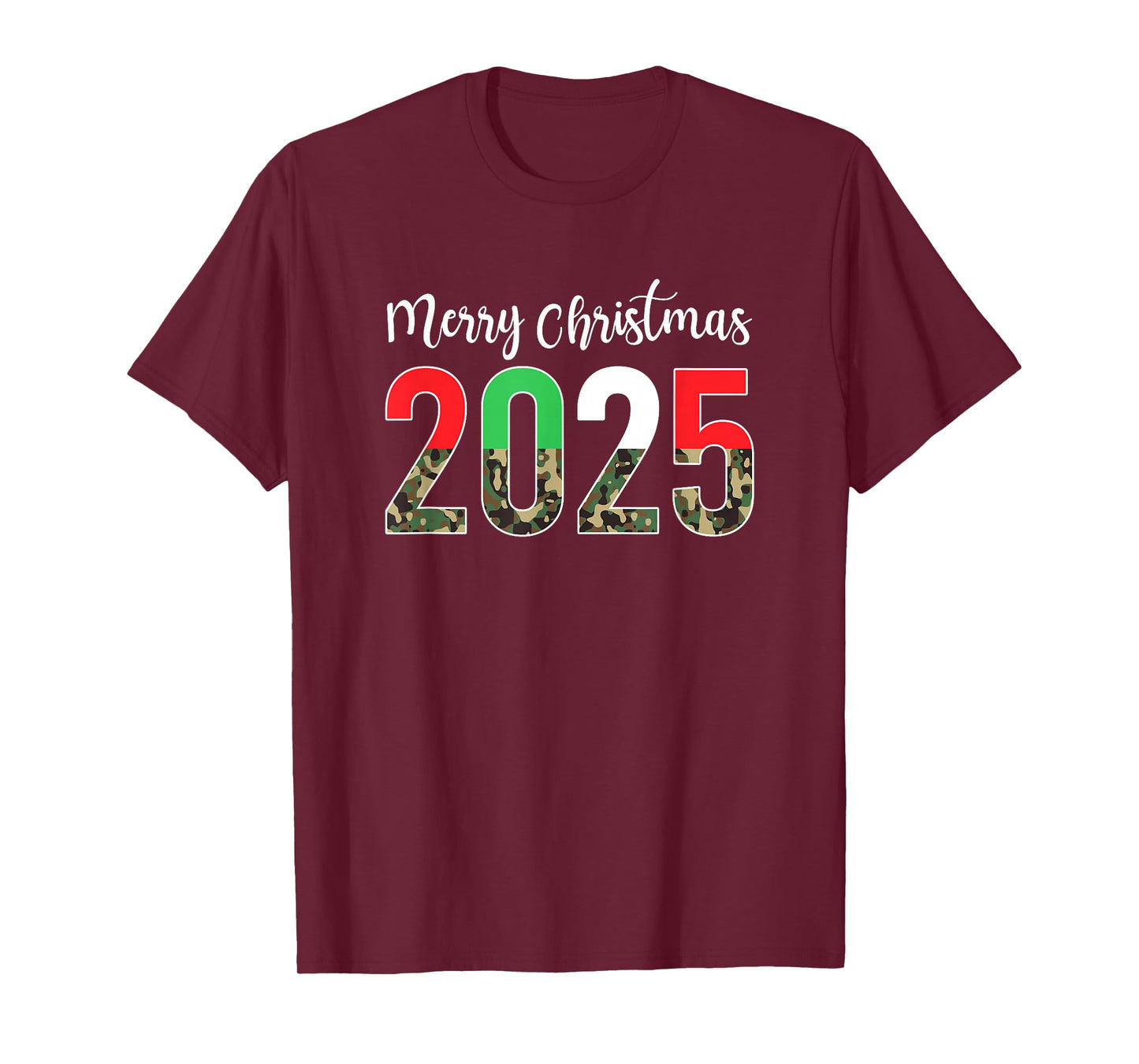 Merry Christmas 2025 Camouflage Camo Xmas for Men Women Kids T-Shirt
